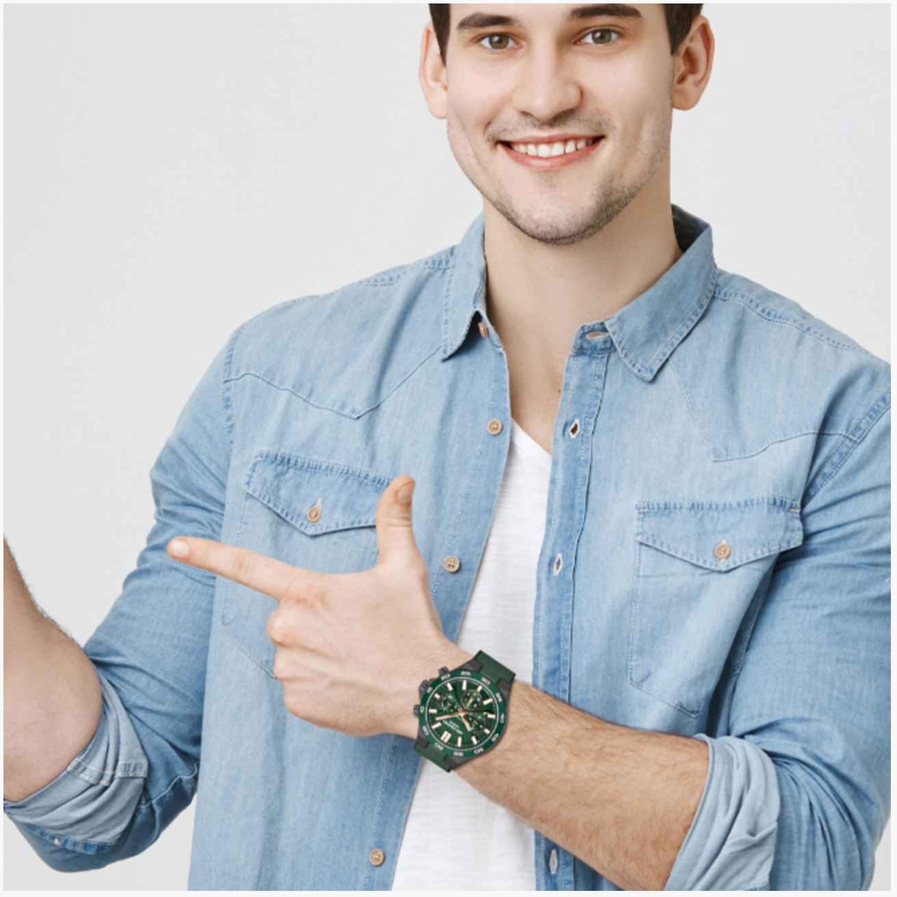 لي كوبر- ساعة رجالية كرونوغراف جلدية لون أخضر  45مم | LC08066.077-men-watchesandjewellery-watches-image-8