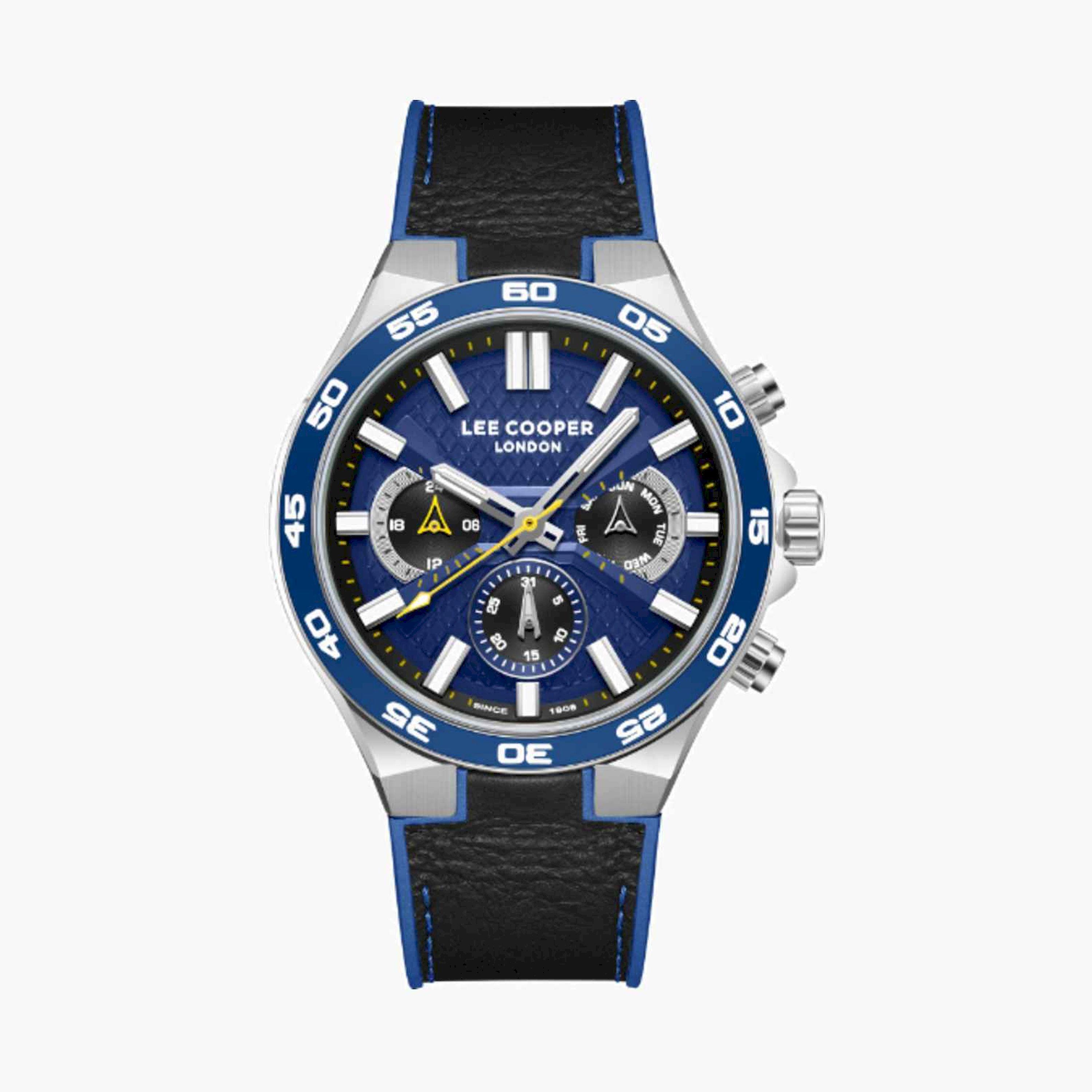 Lee Cooper Men's 45MM Multicolour Chronograph Leather Strap Watch | LC08066.399-men-watchesandjewellery-watches-image-1