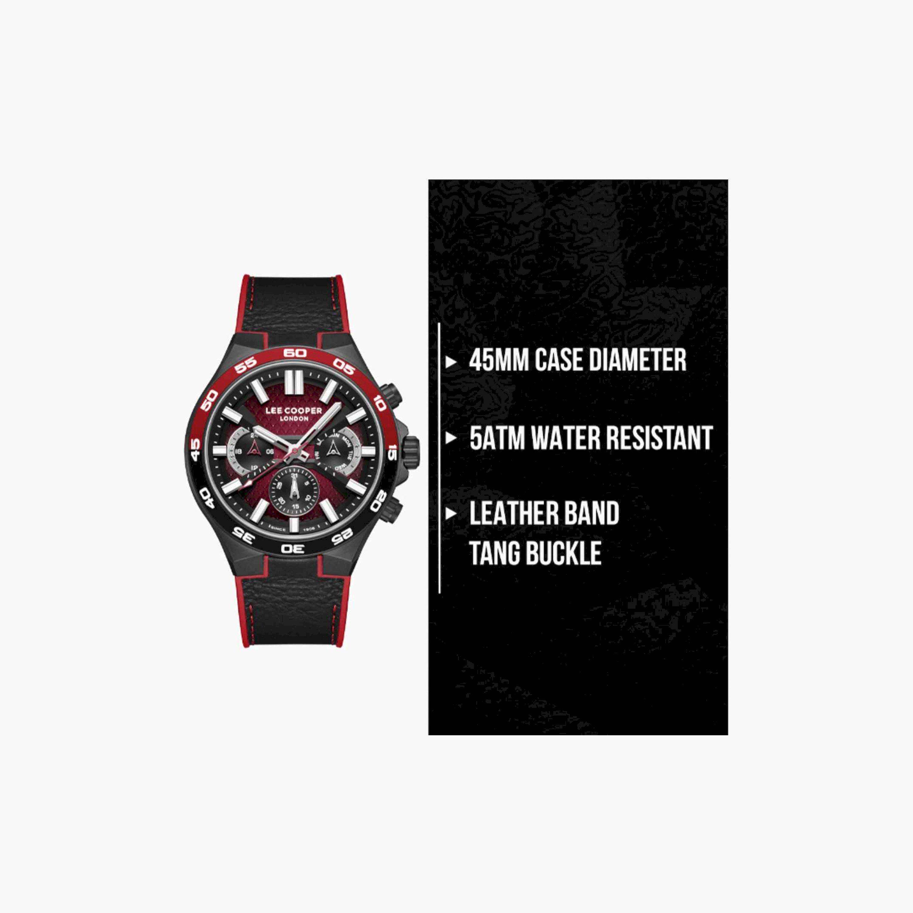 Lee Cooper Men's 45MM Multicolour Chronograph Leather Strap Watch | LC08066.651-men-watchesandjewellery-watches-image-10