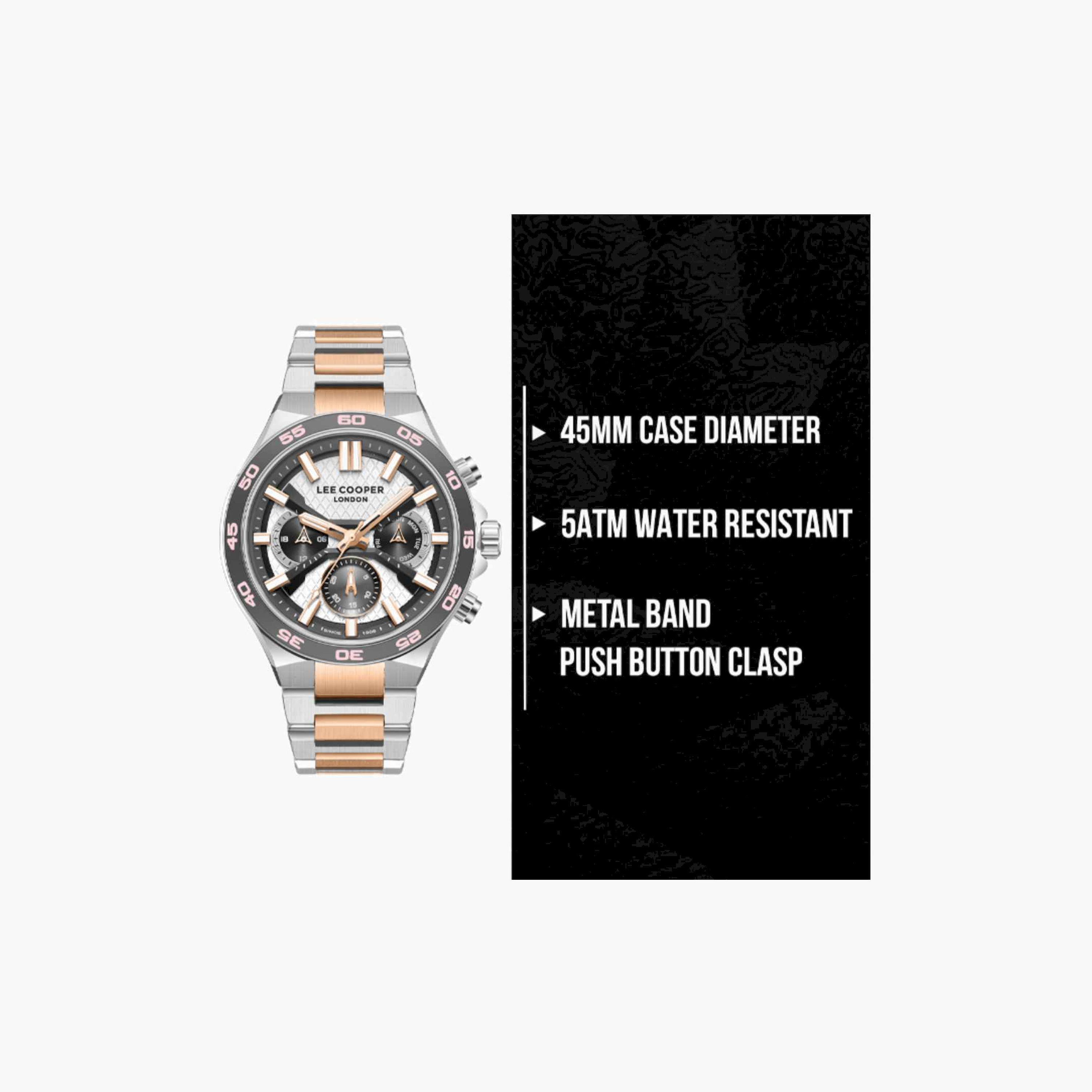 Lee Cooper Men's 45MM Multicolour Chronograph Metal Strap Watch | LC08067.360-men-watchesandjewellery-watches-image-10
