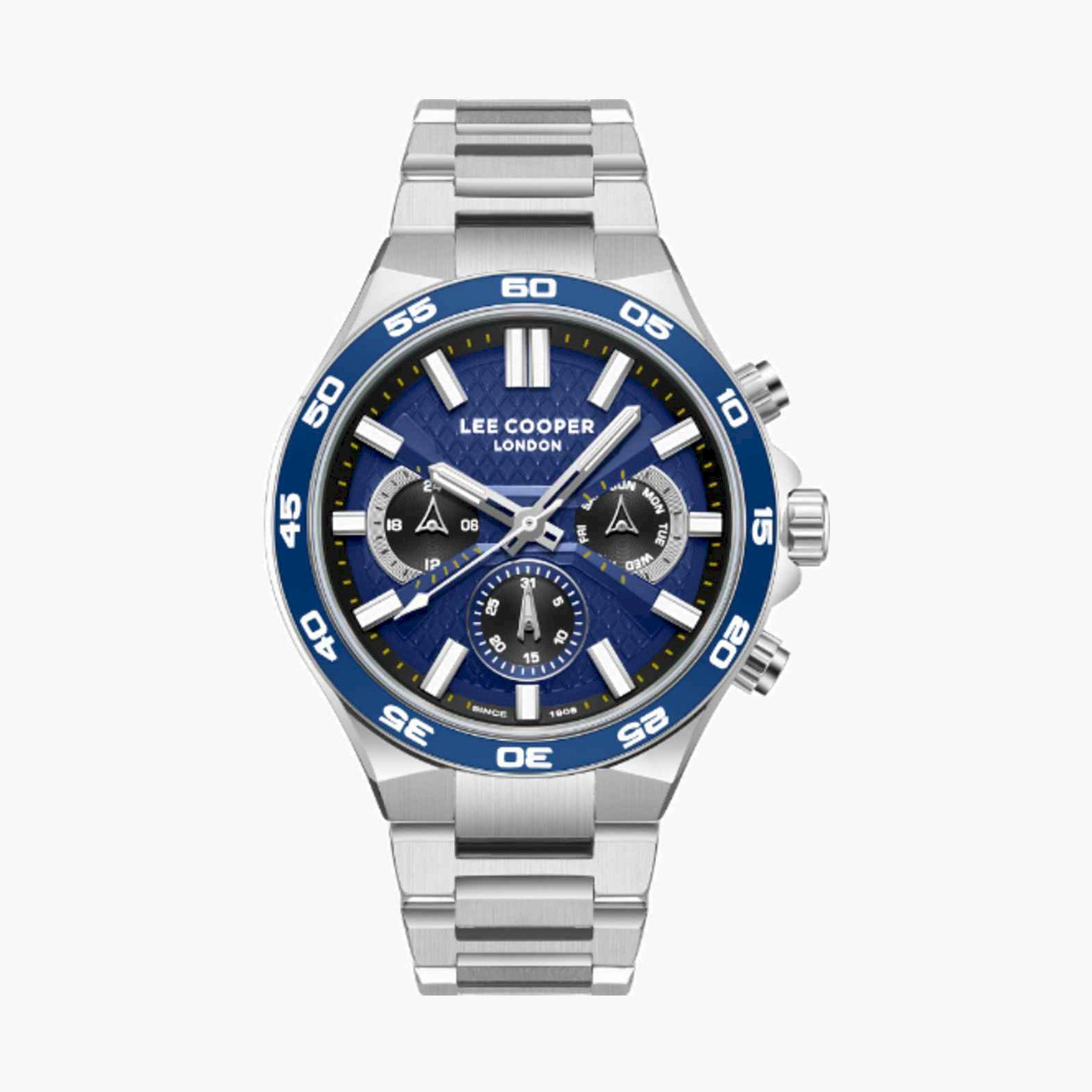 Lee Cooper Men's 45MM Silver Chronograph Metal Strap Watch | LC08067.390-men-watchesandjewellery-watches-image-1