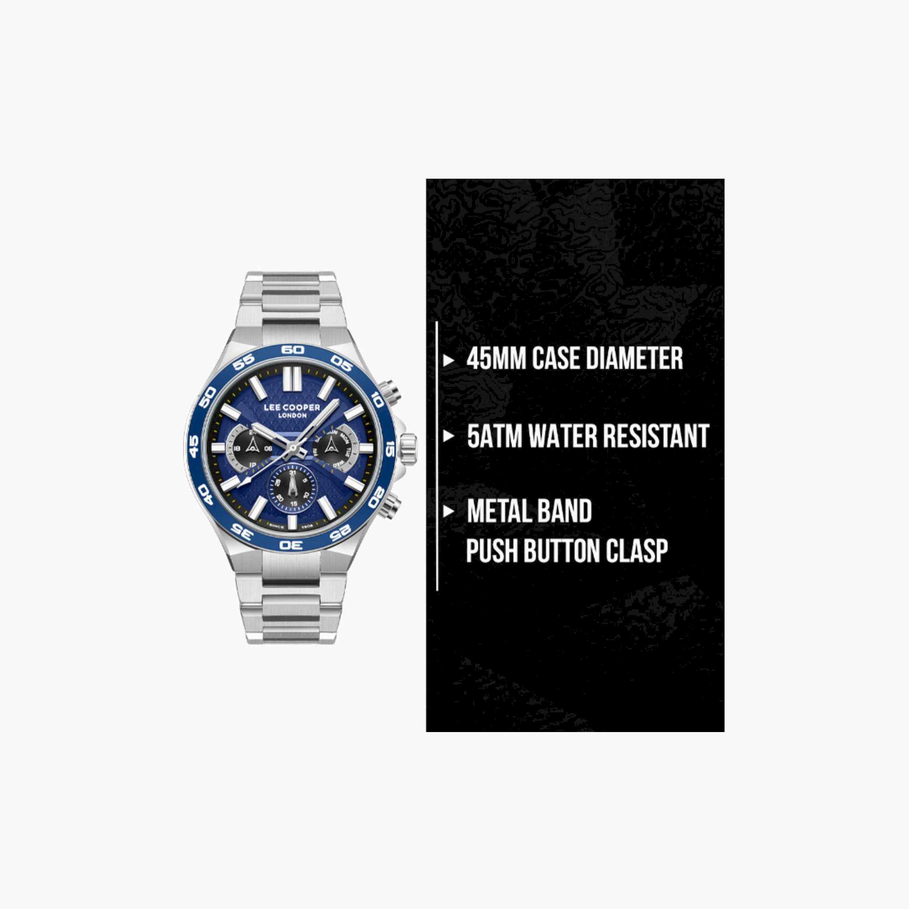 Lee Cooper Men's 45MM Silver Chronograph Metal Strap Watch | LC08067.390-men-watchesandjewellery-watches-image-10