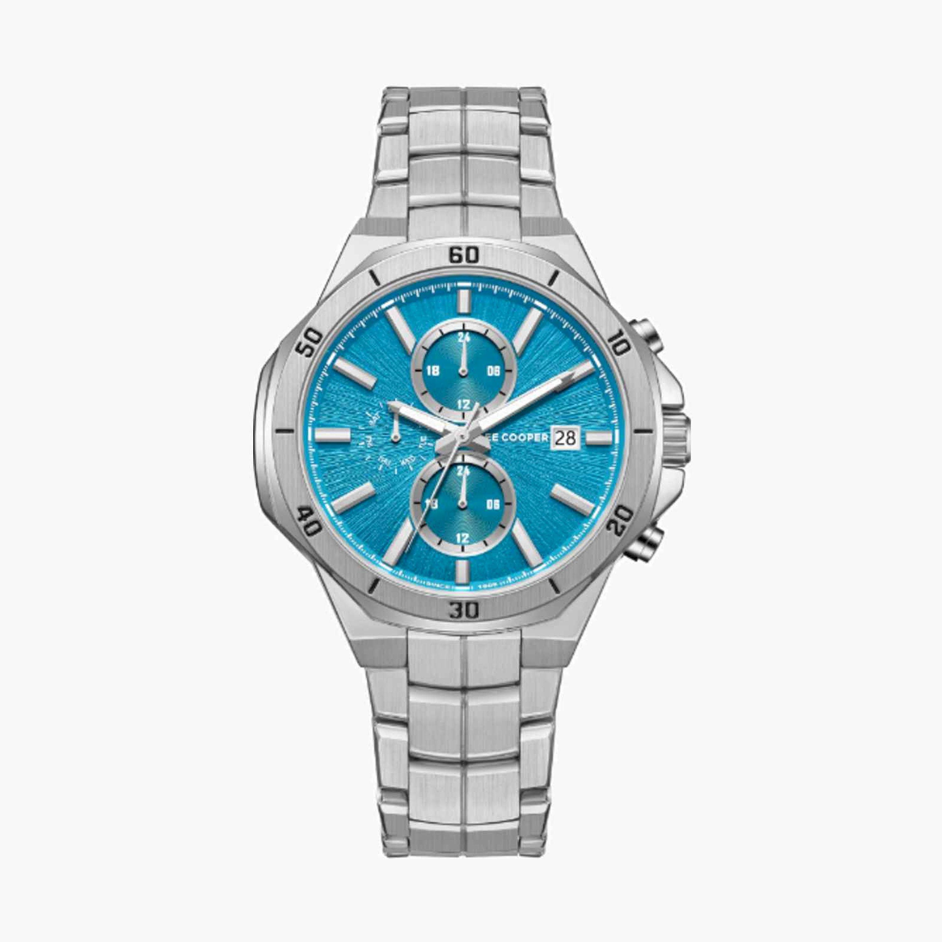 Lee Cooper Men's 43MM Silver Chronograph Metal Strap Watch | LC08087.300-men-watchesandjewellery-watches-image-1