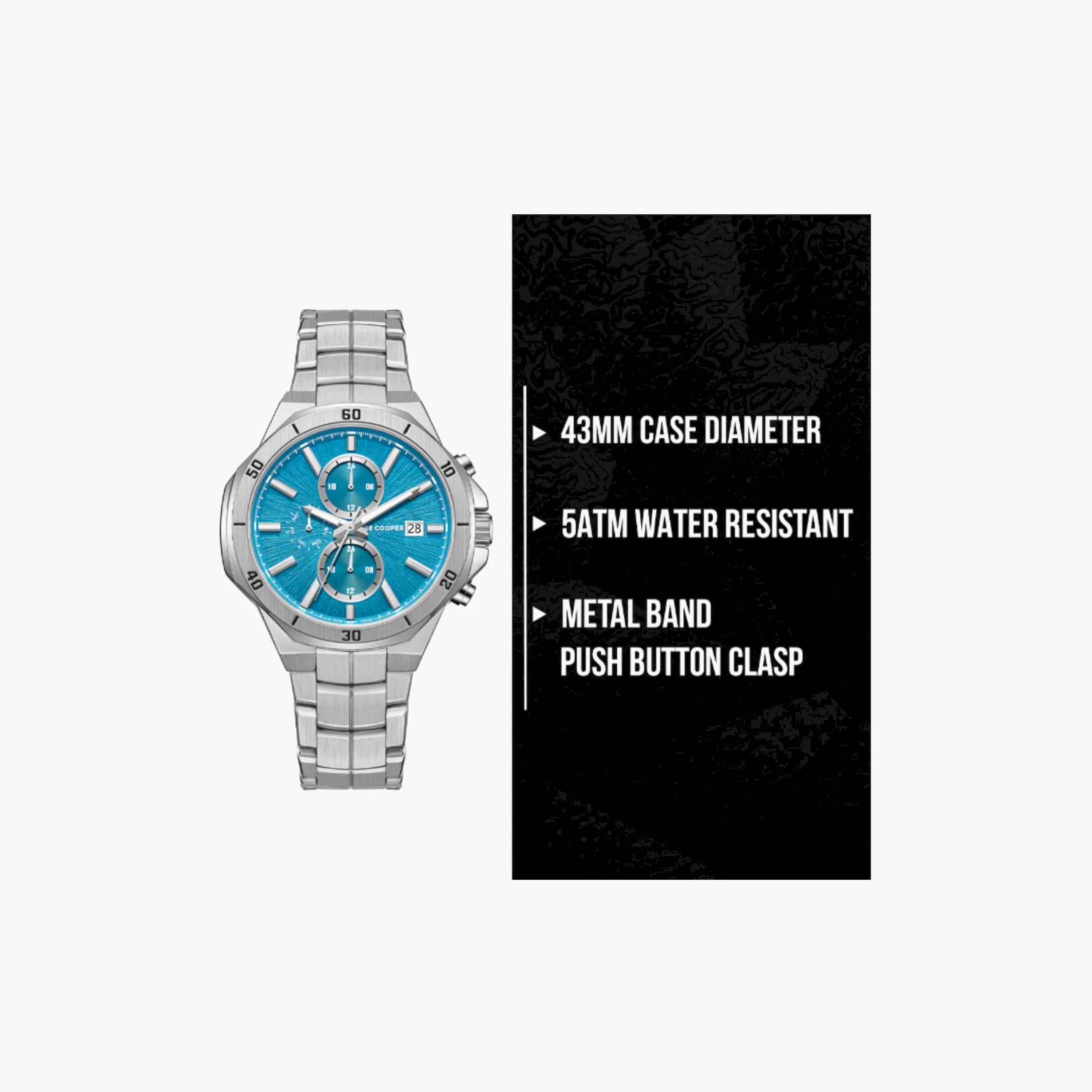 Lee Cooper Men's 43MM Silver Chronograph Metal Strap Watch | LC08087.300-men-watchesandjewellery-watches-image-10