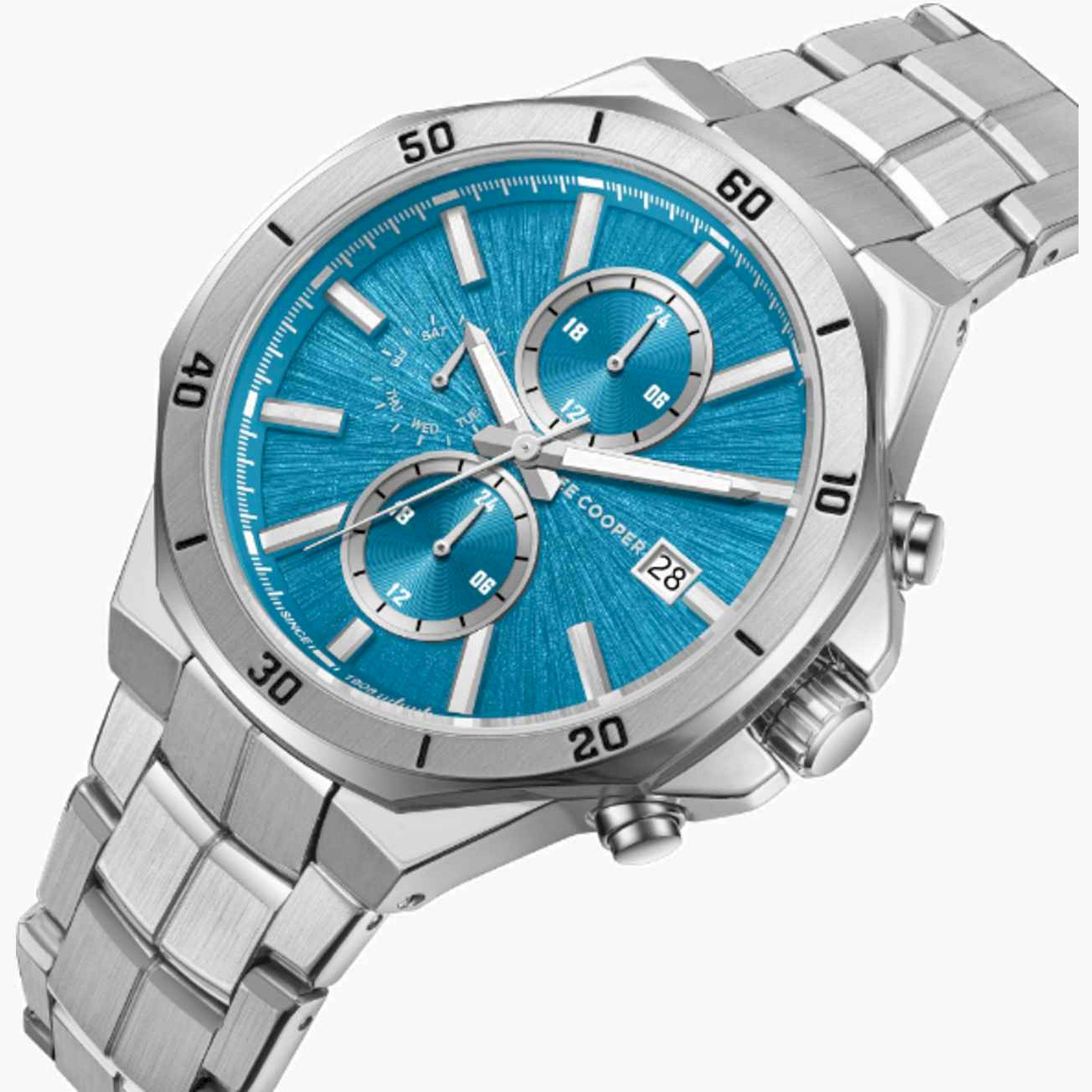 Lee Cooper Men's 43MM Silver Chronograph Metal Strap Watch | LC08087.300-men-watchesandjewellery-watches-image-2