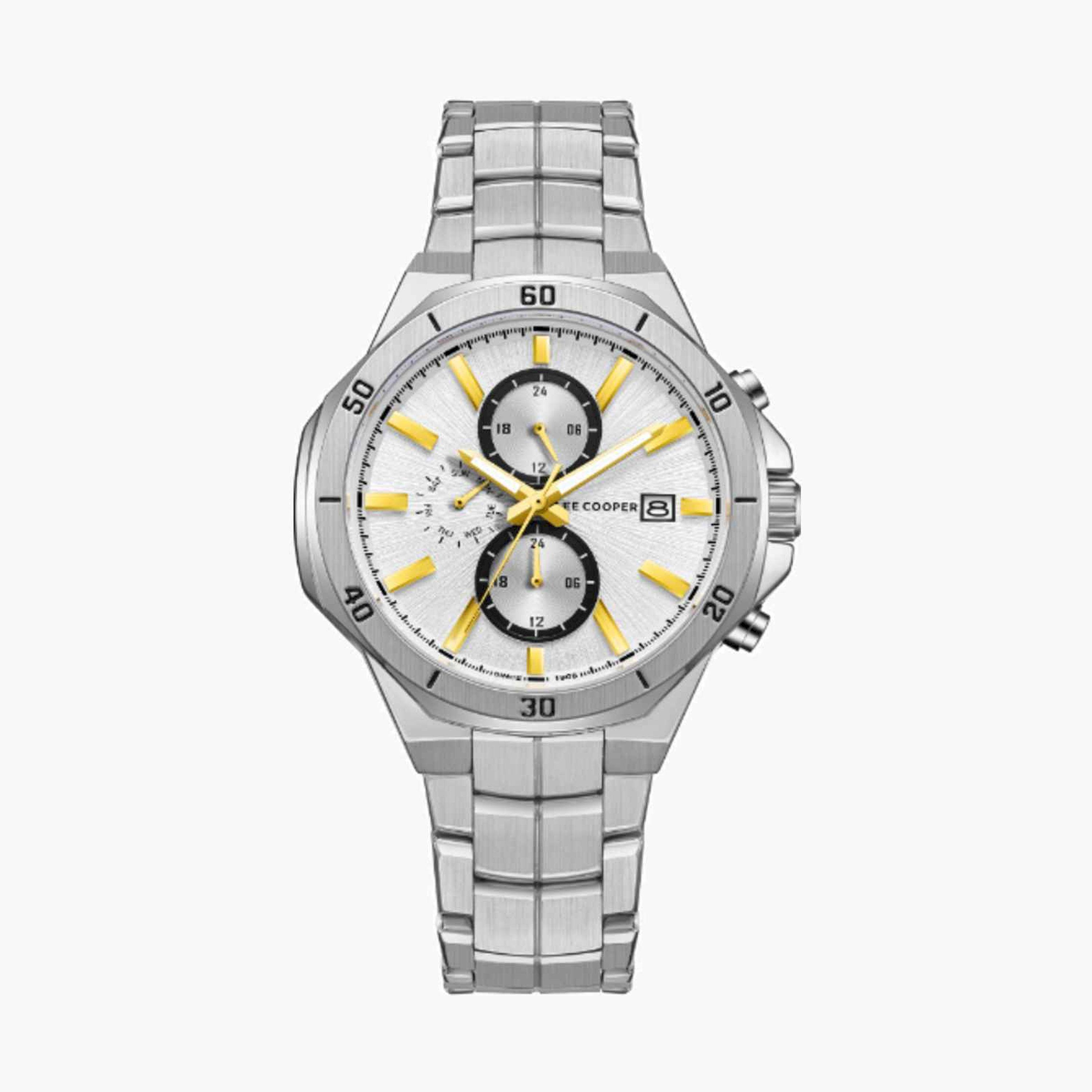 Lee Cooper Men's 43MM Silver Chronograph Metal Strap Watch | LC08087.330-men-watchesandjewellery-watches-image-1