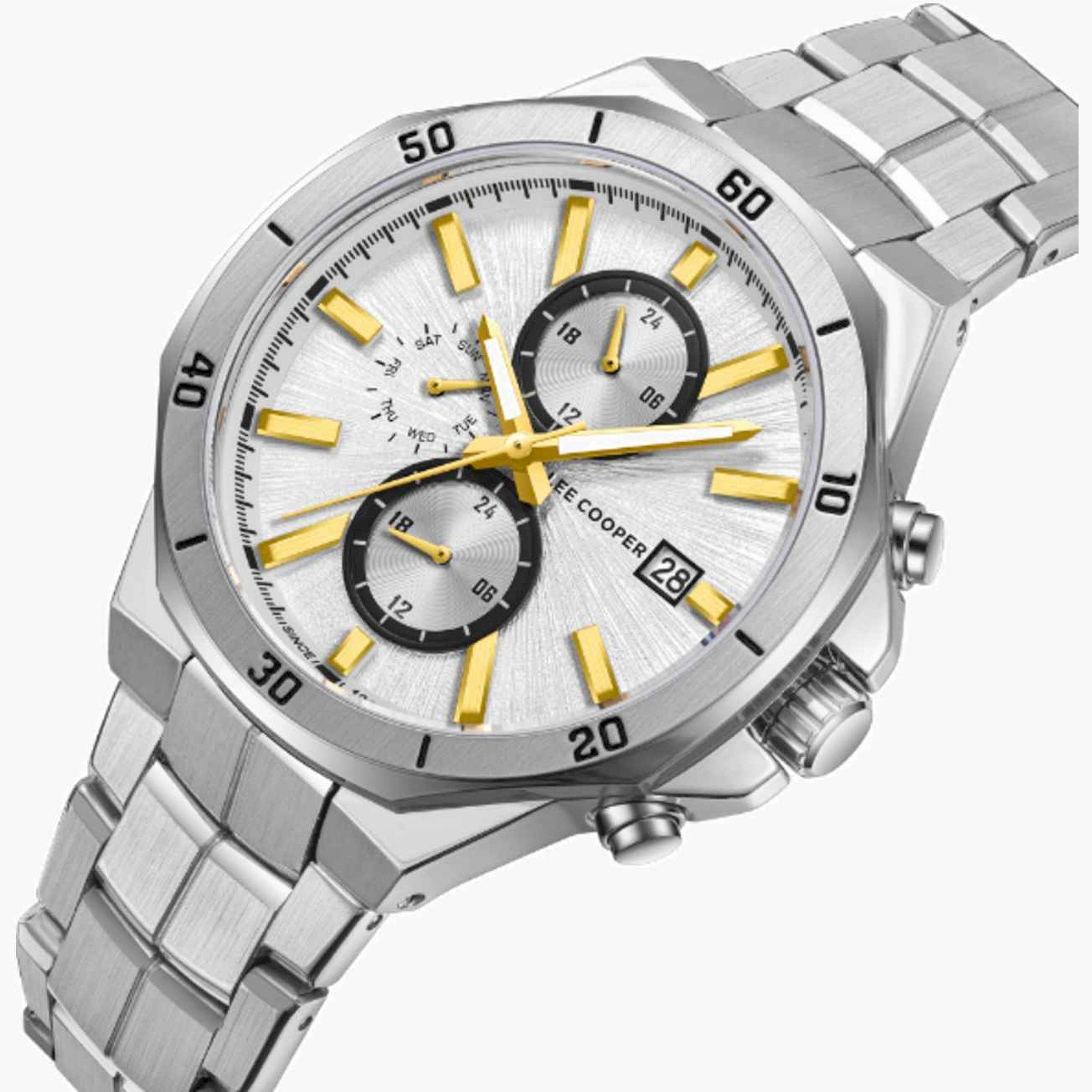 Lee Cooper Men's 43MM Silver Chronograph Metal Strap Watch | LC08087.330-men-watchesandjewellery-watches-image-2