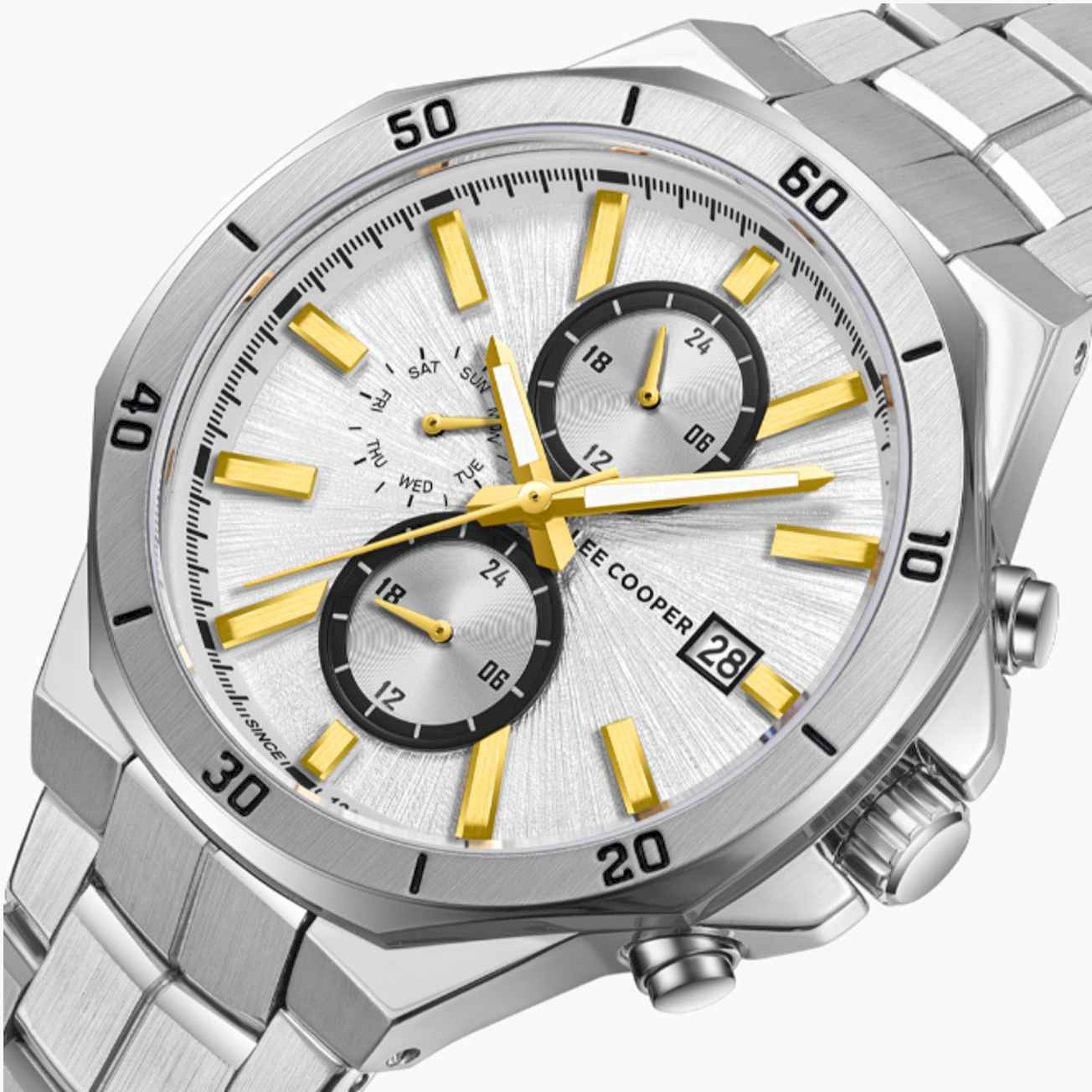 Lee Cooper Men's 43MM Silver Chronograph Metal Strap Watch | LC08087.330-men-watchesandjewellery-watches-image-6