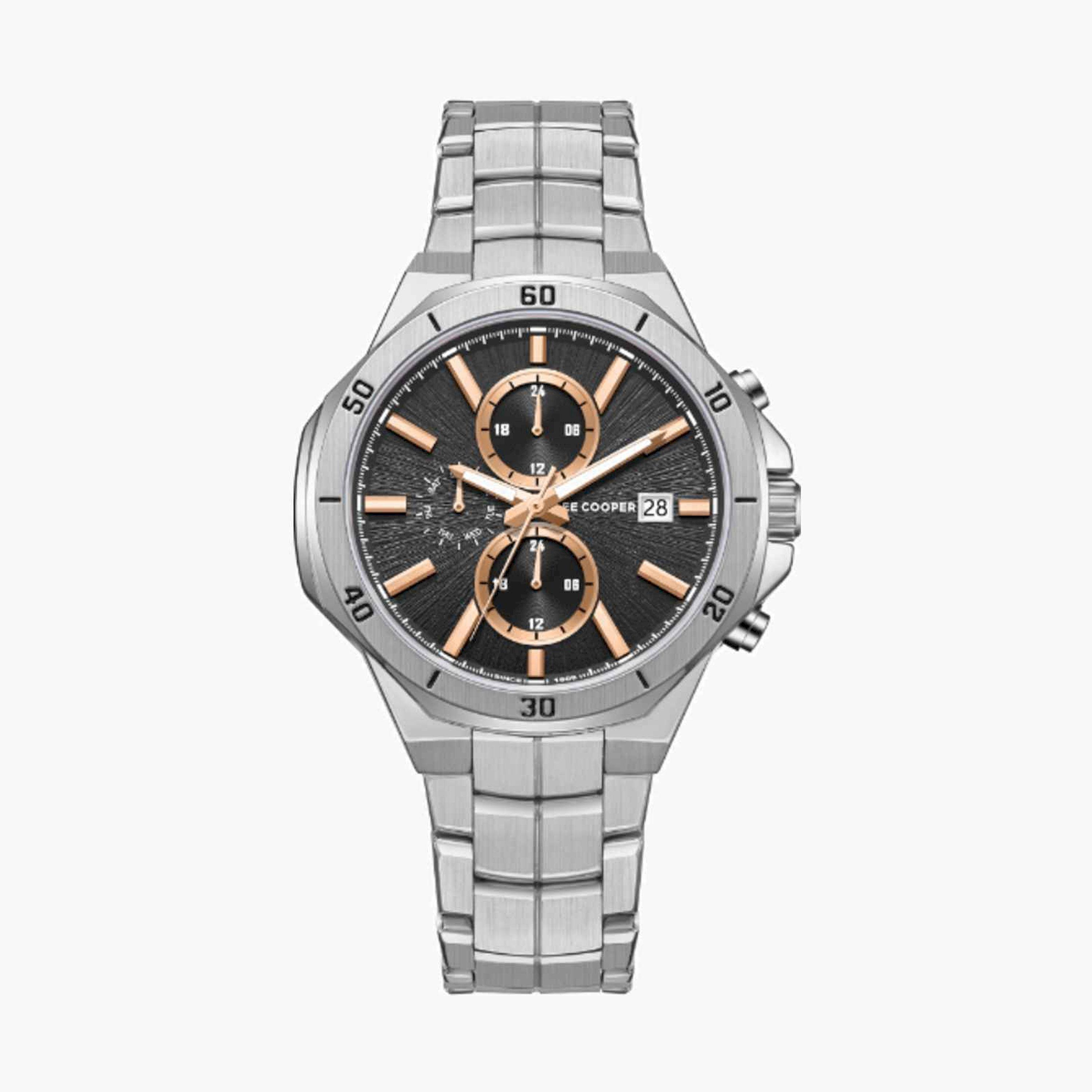 Lee Cooper Men's 43MM Silver Chronograph Metal Strap Watch | LC08087.340-men-watchesandjewellery-watches-image-1