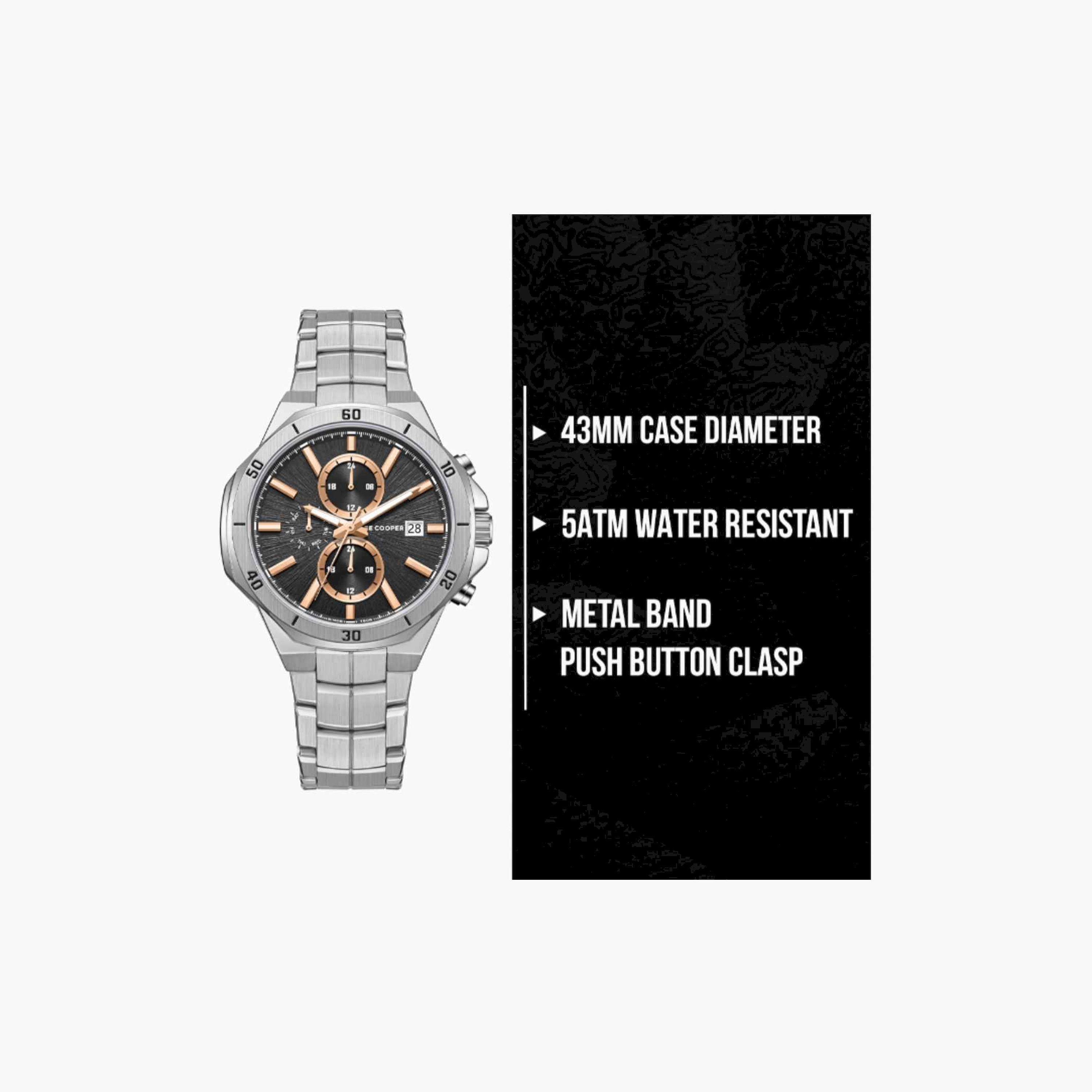 Lee Cooper Men's 43MM Silver Chronograph Metal Strap Watch | LC08087.340-men-watchesandjewellery-watches-image-10