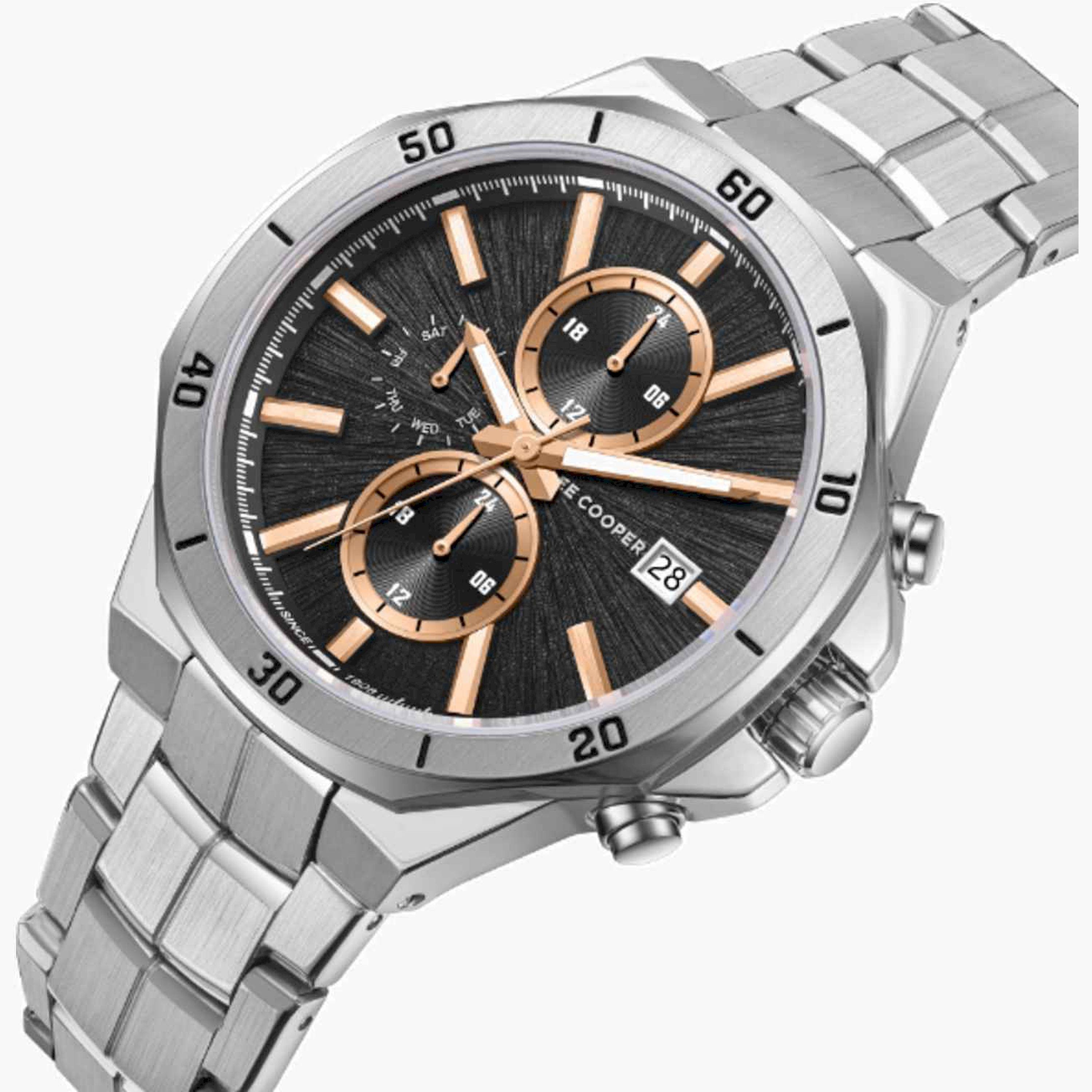 Lee Cooper Men's 43MM Silver Chronograph Metal Strap Watch | LC08087.340-men-watchesandjewellery-watches-image-2