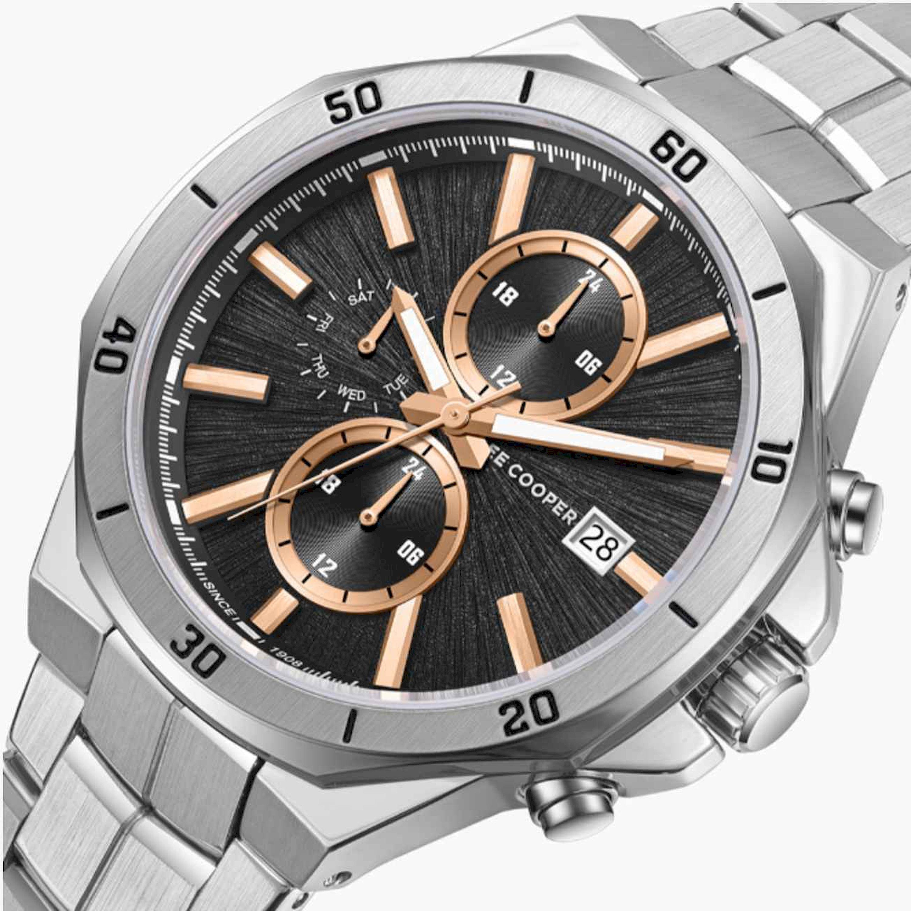 Lee Cooper Men's 43MM Silver Chronograph Metal Strap Watch | LC08087.340-men-watchesandjewellery-watches-image-6