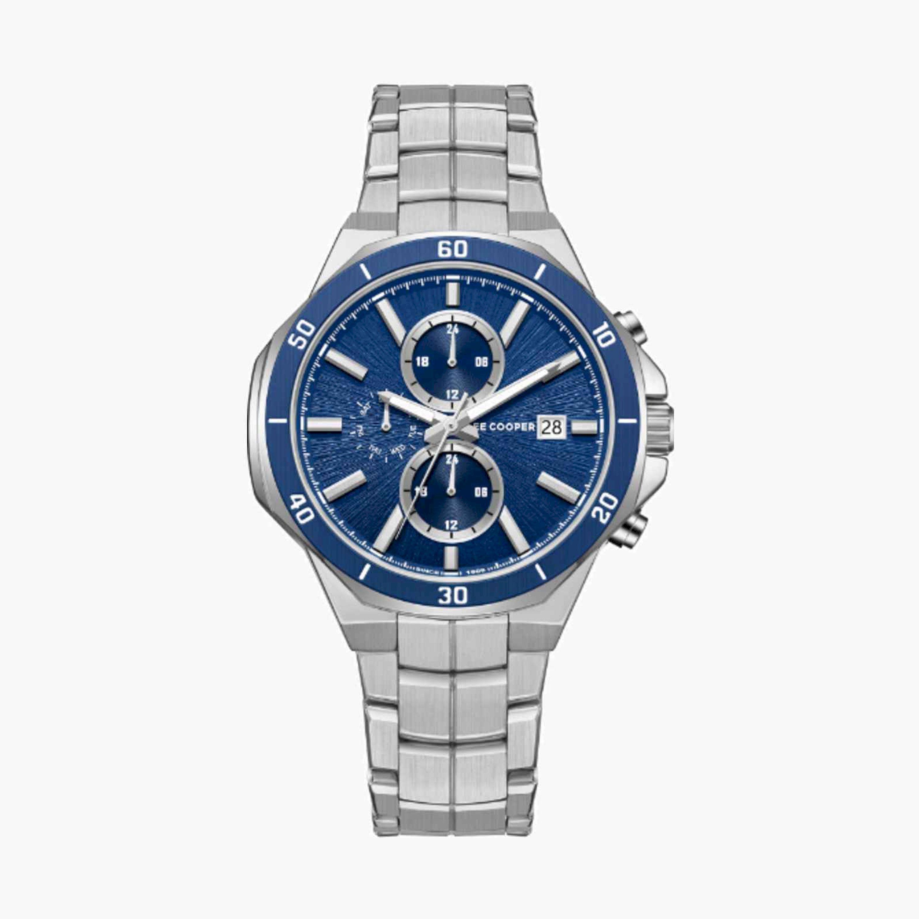Lee Cooper Men's 43MM Silver Chronograph Metal Strap Watch | LC08087.390-men-watchesandjewellery-watches-image-1