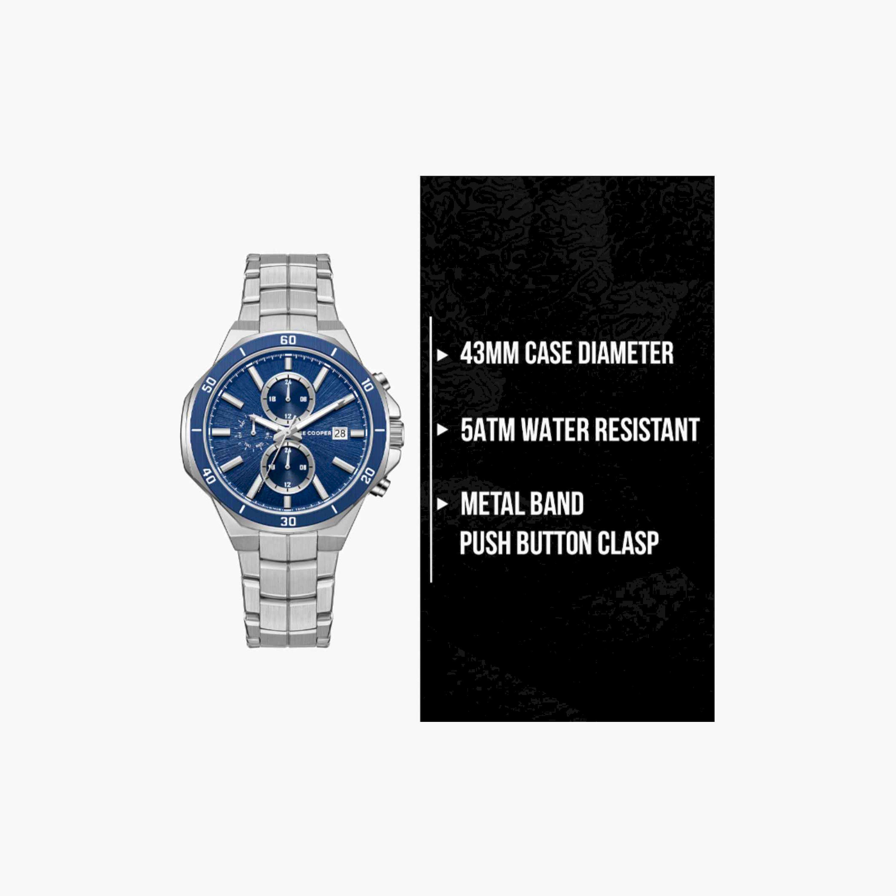 Lee Cooper Men's 43MM Silver Chronograph Metal Strap Watch | LC08087.390-men-watchesandjewellery-watches-image-10