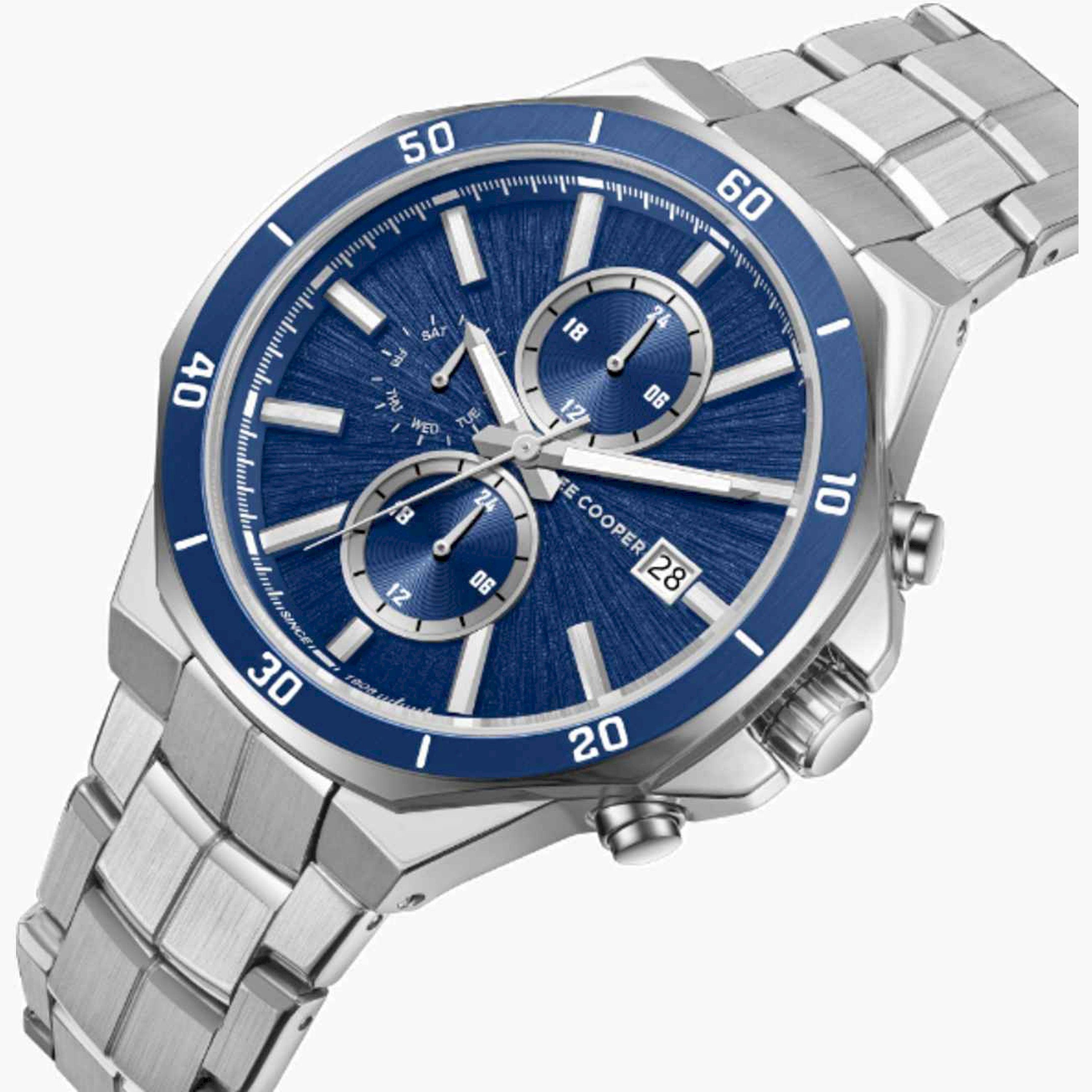 Lee Cooper Men's 43MM Silver Chronograph Metal Strap Watch | LC08087.390-men-watchesandjewellery-watches-image-2