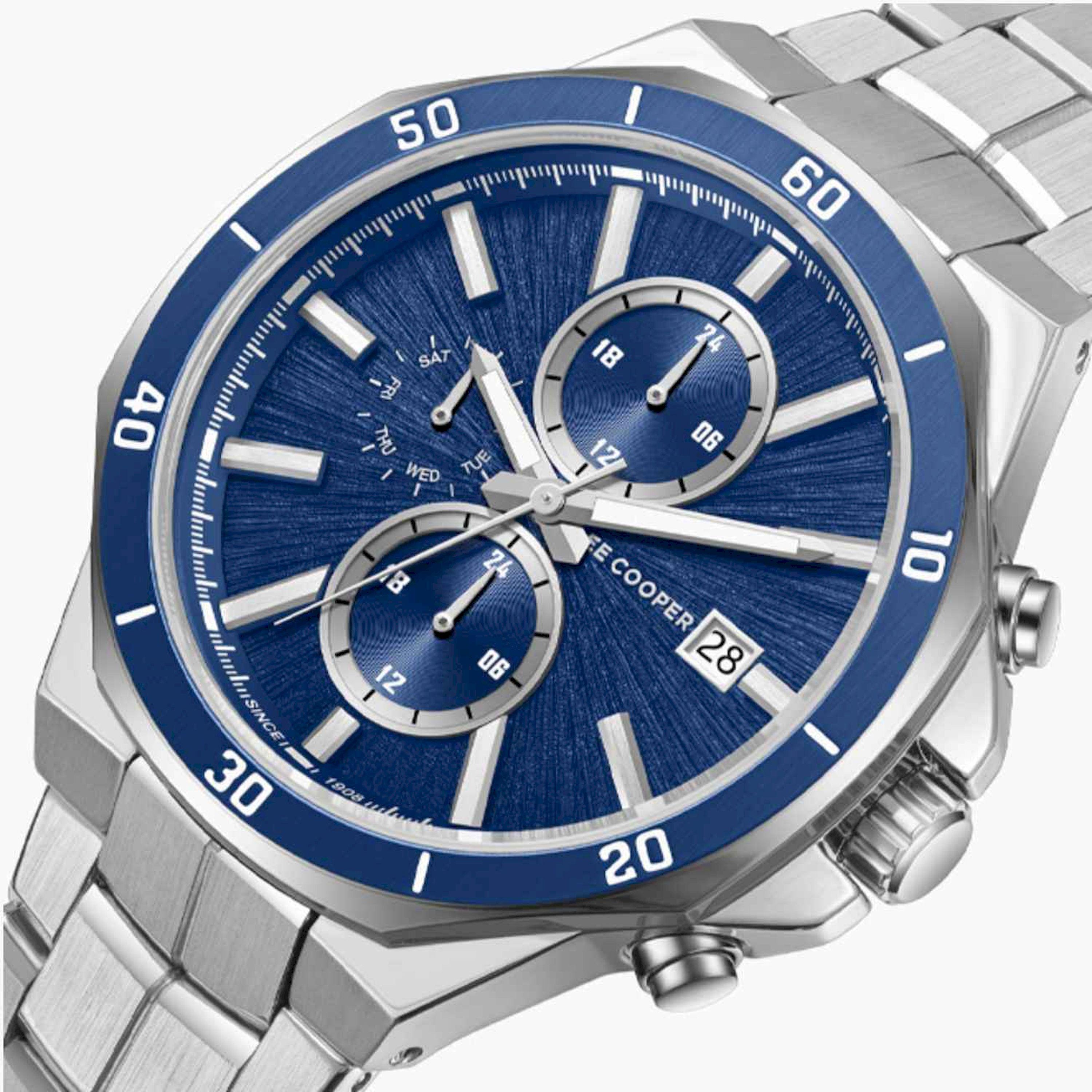Lee Cooper Men's 43MM Silver Chronograph Metal Strap Watch | LC08087.390-men-watchesandjewellery-watches-image-6