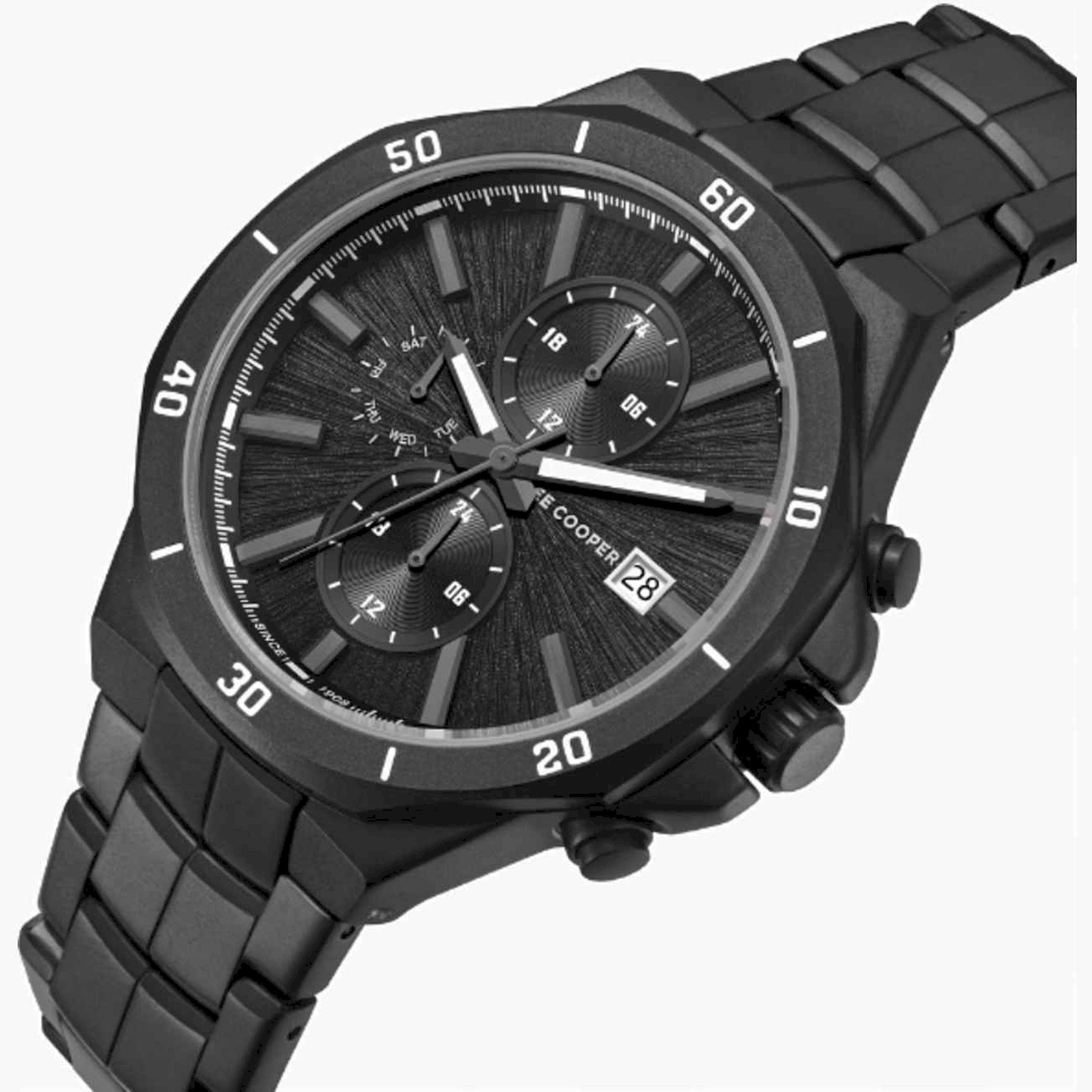Lee Cooper Men's 43MM Black Chronograph Metal Strap Watch | LC08087.660-men-watchesandjewellery-watches-image-2