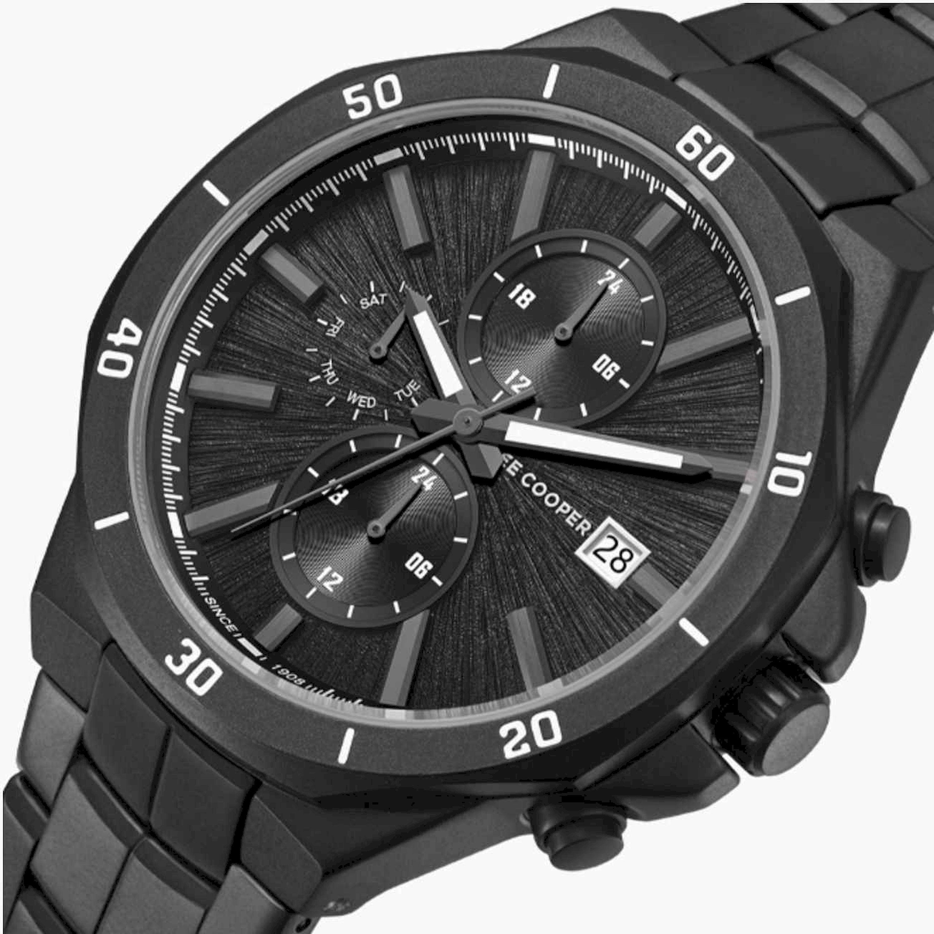 Lee Cooper Men's 43MM Black Chronograph Metal Strap Watch | LC08087.660-men-watchesandjewellery-watches-image-6