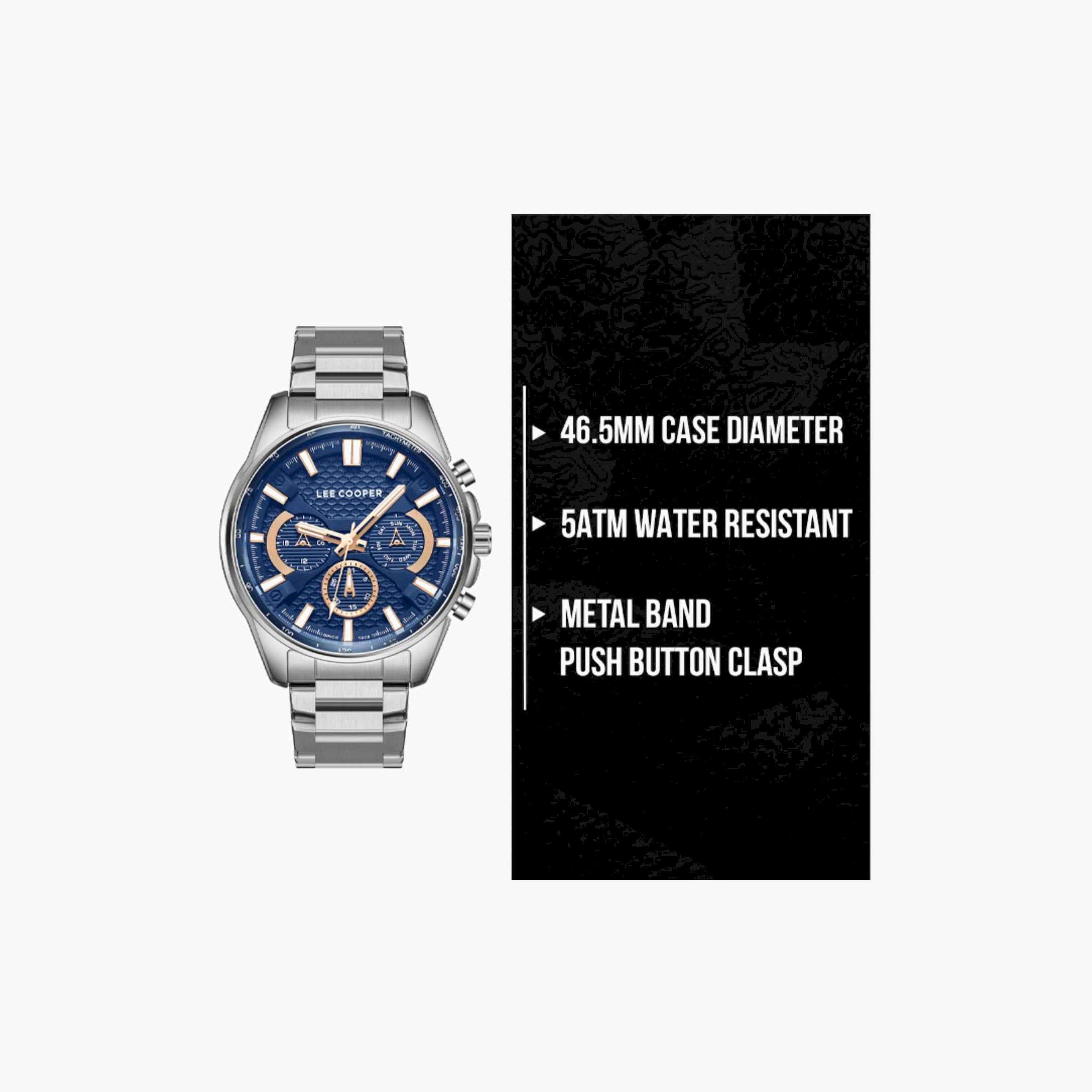 Lee Cooper Men's 47MM Silver Chronograph Metal Strap Watch | LC08090.390-men-watchesandjewellery-watches-image-10