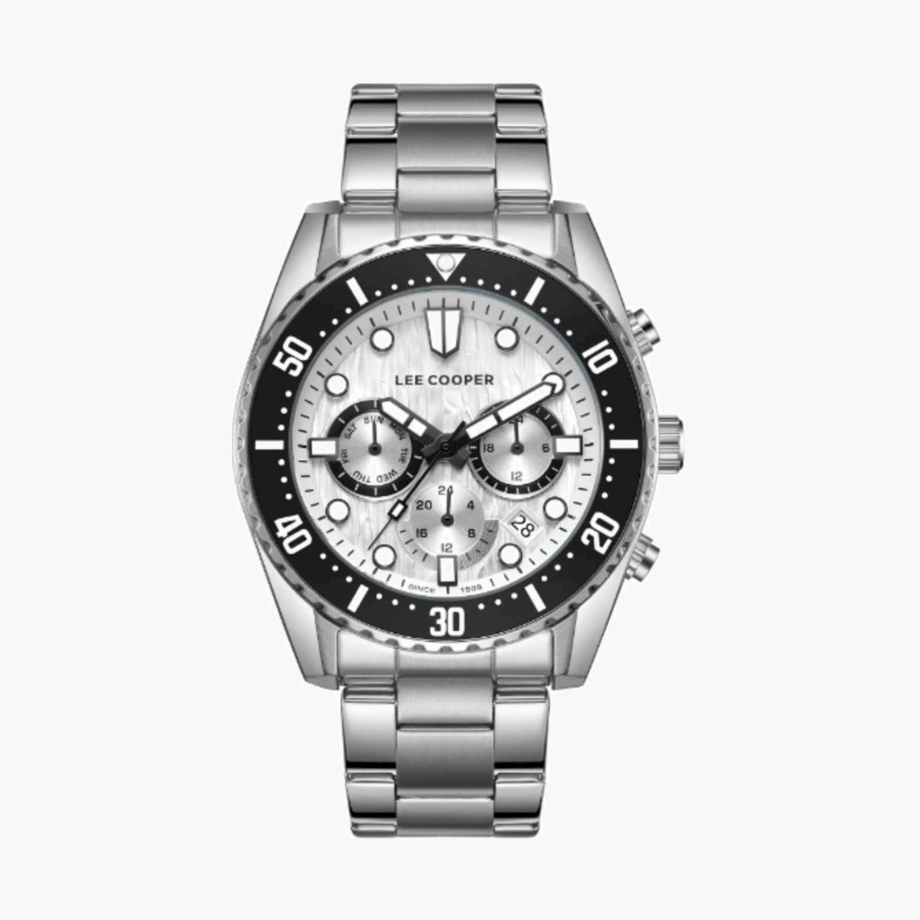 Lee Cooper Men's 43MM Silver Chronograph Metal Strap Watch | LC08101.330-men-watchesandjewellery-watches-image-1