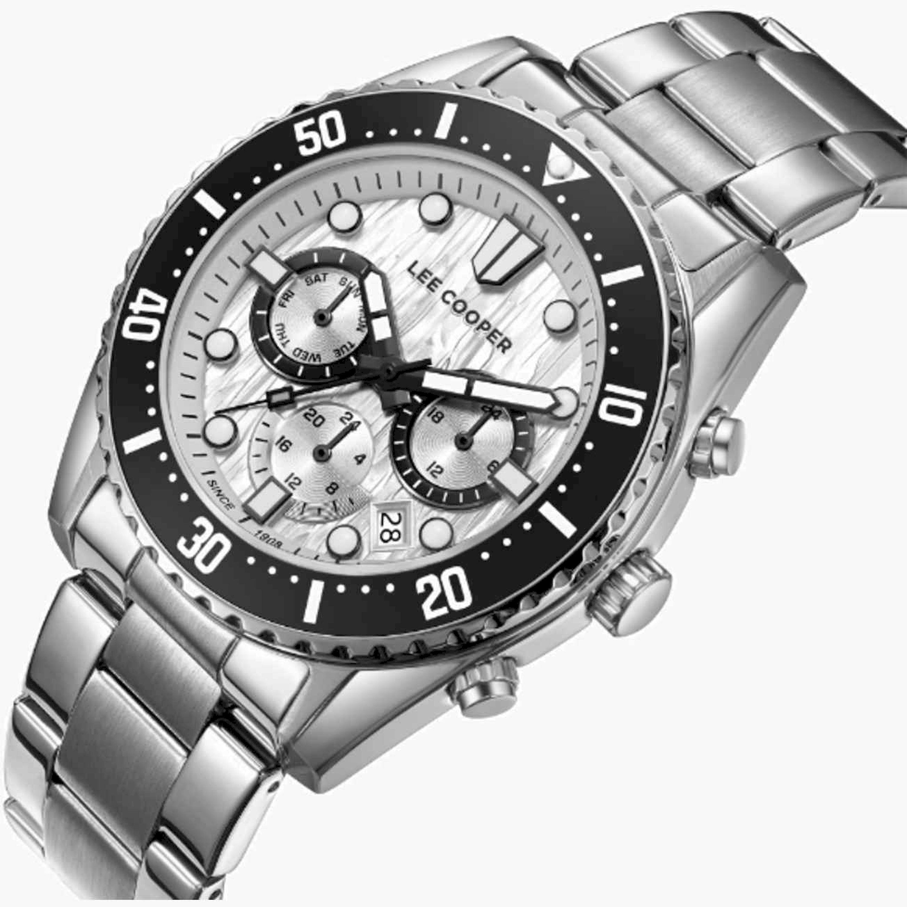 Lee Cooper Men's 43MM Silver Chronograph Metal Strap Watch | LC08101.330-men-watchesandjewellery-watches-image-2