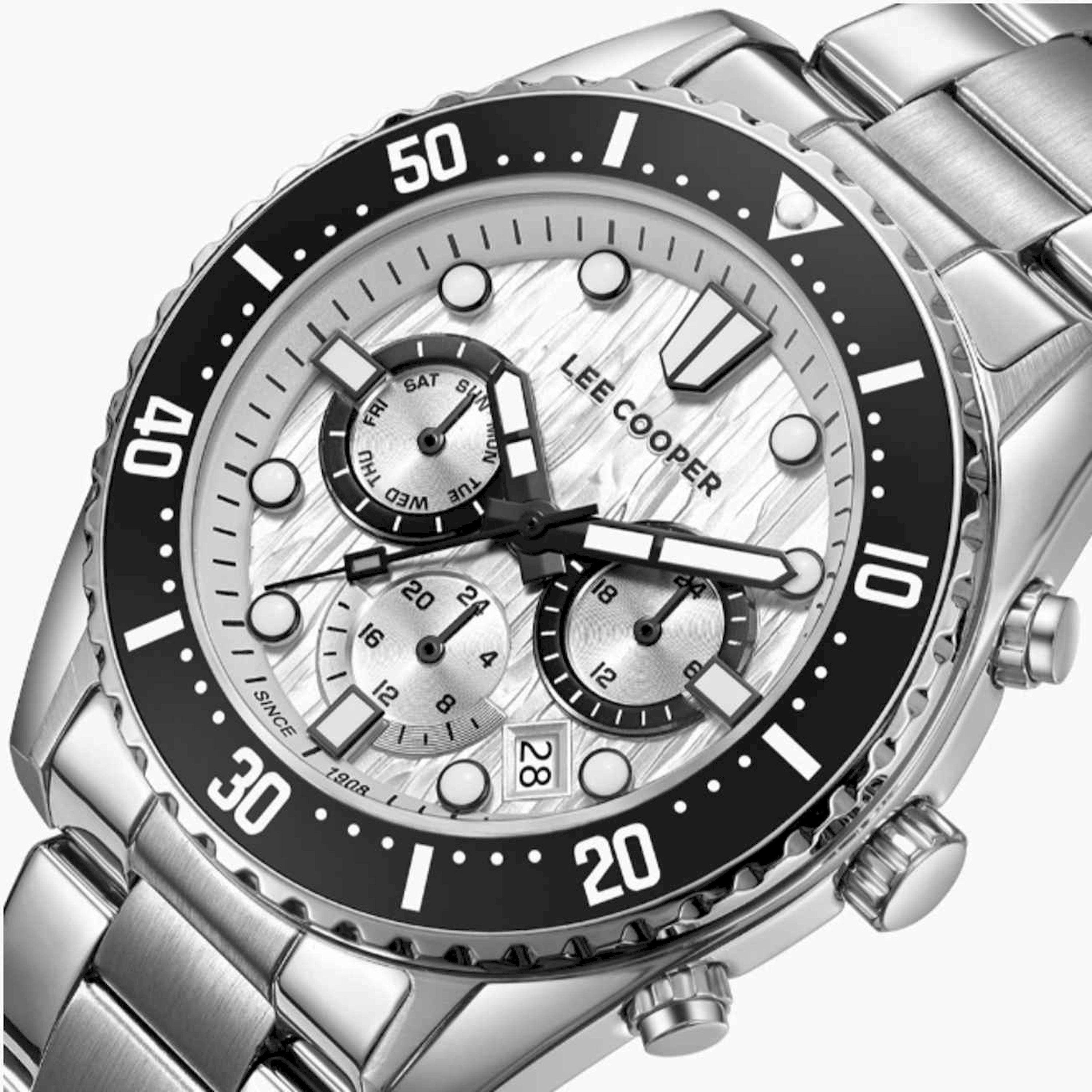 Lee Cooper Men's 43MM Silver Chronograph Metal Strap Watch | LC08101.330-men-watchesandjewellery-watches-image-6