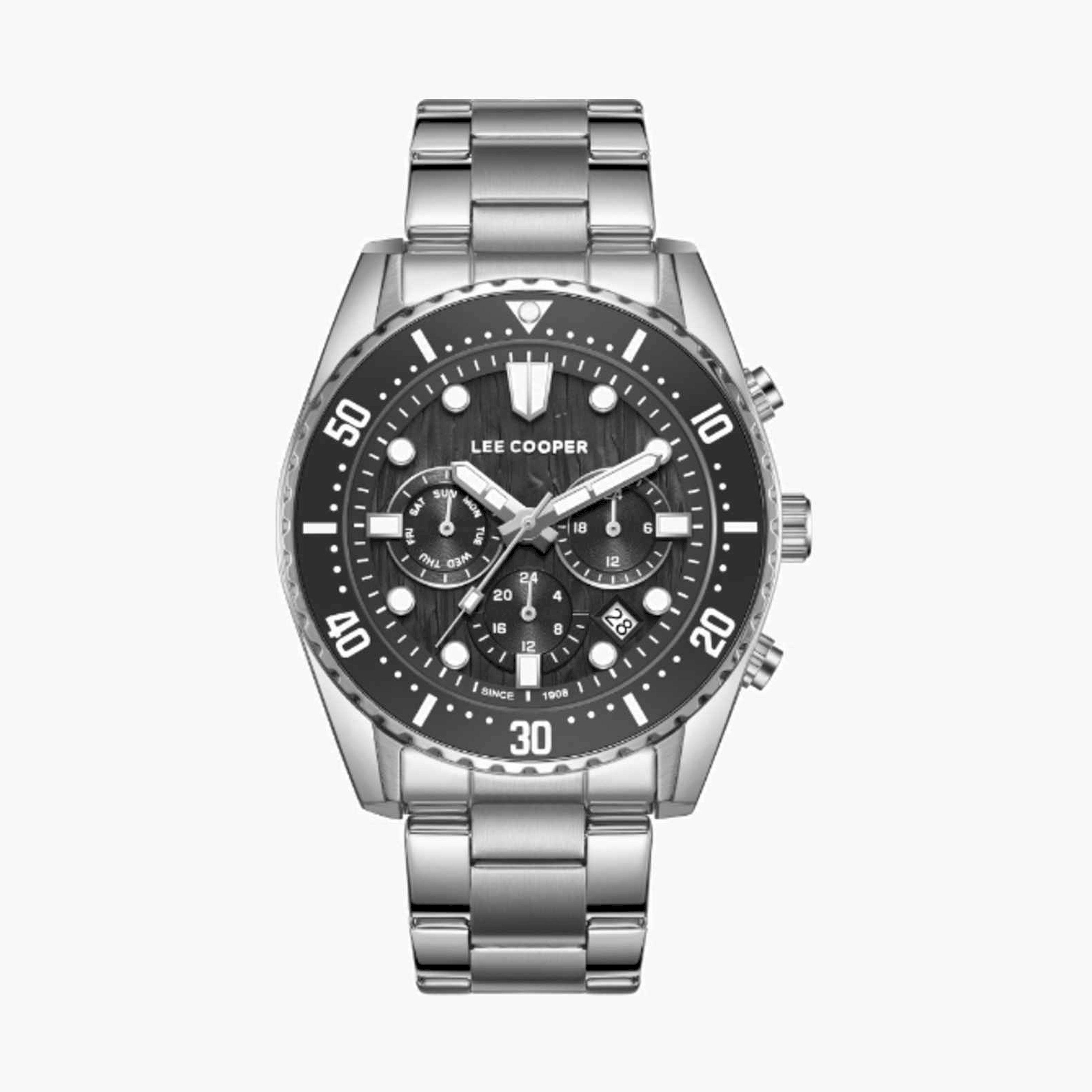 Lee Cooper Men's 43MM Silver Chronograph Metal Strap Watch | LC08101.350-men-watchesandjewellery-watches-image-1