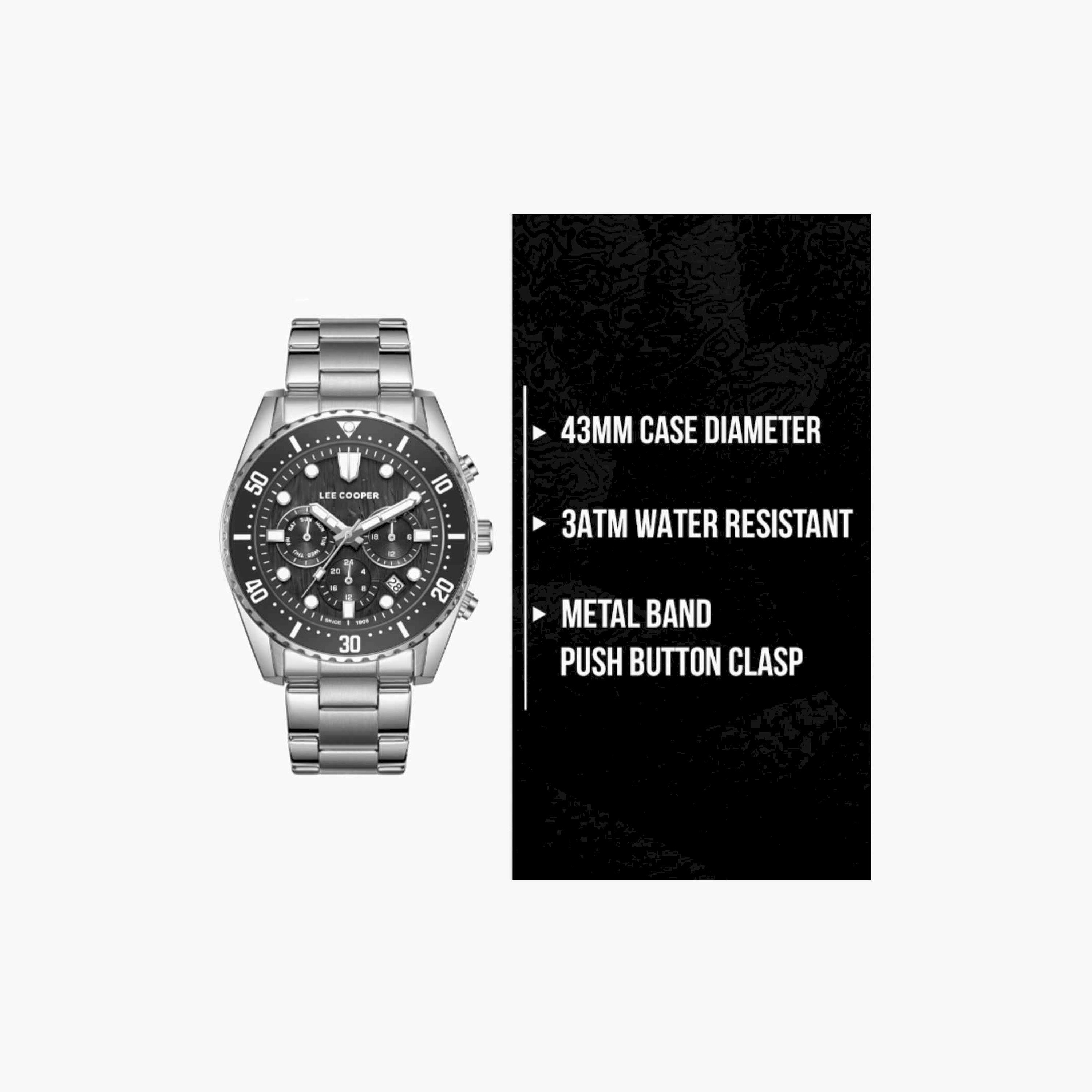 لي كوبر- ساعة رجالية كرونوغراف معدنية لون فضي  43مم | LC08101.350-men-watchesandjewellery-watches-image-10