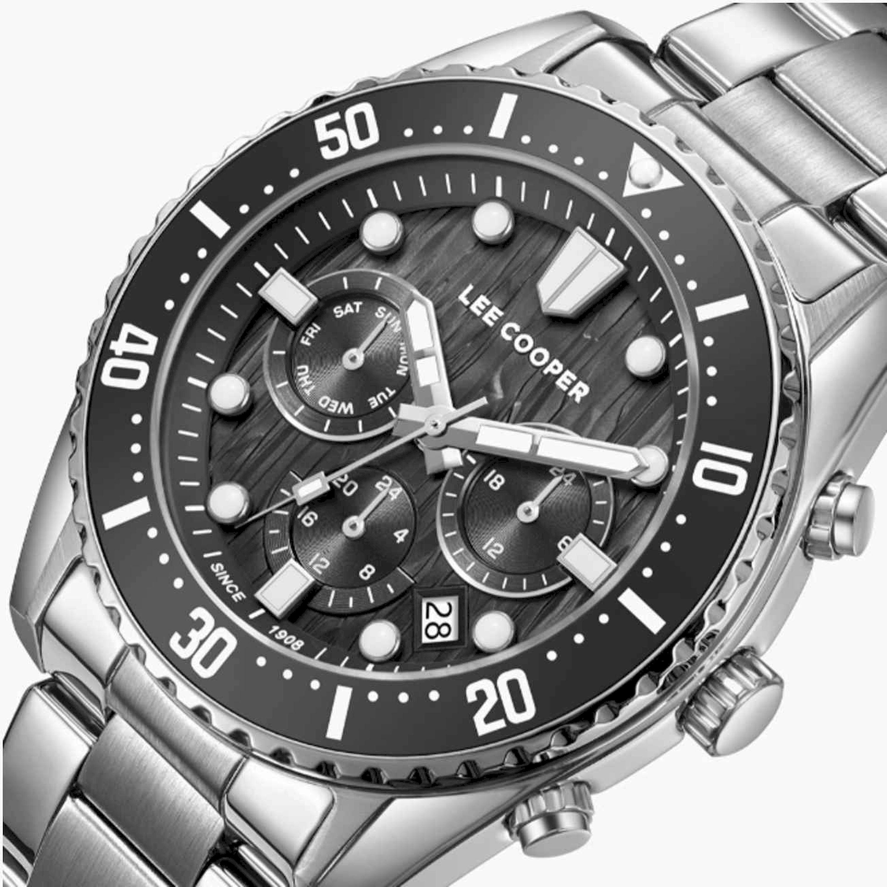 Lee Cooper Men's 43MM Silver Chronograph Metal Strap Watch | LC08101.350-men-watchesandjewellery-watches-image-6