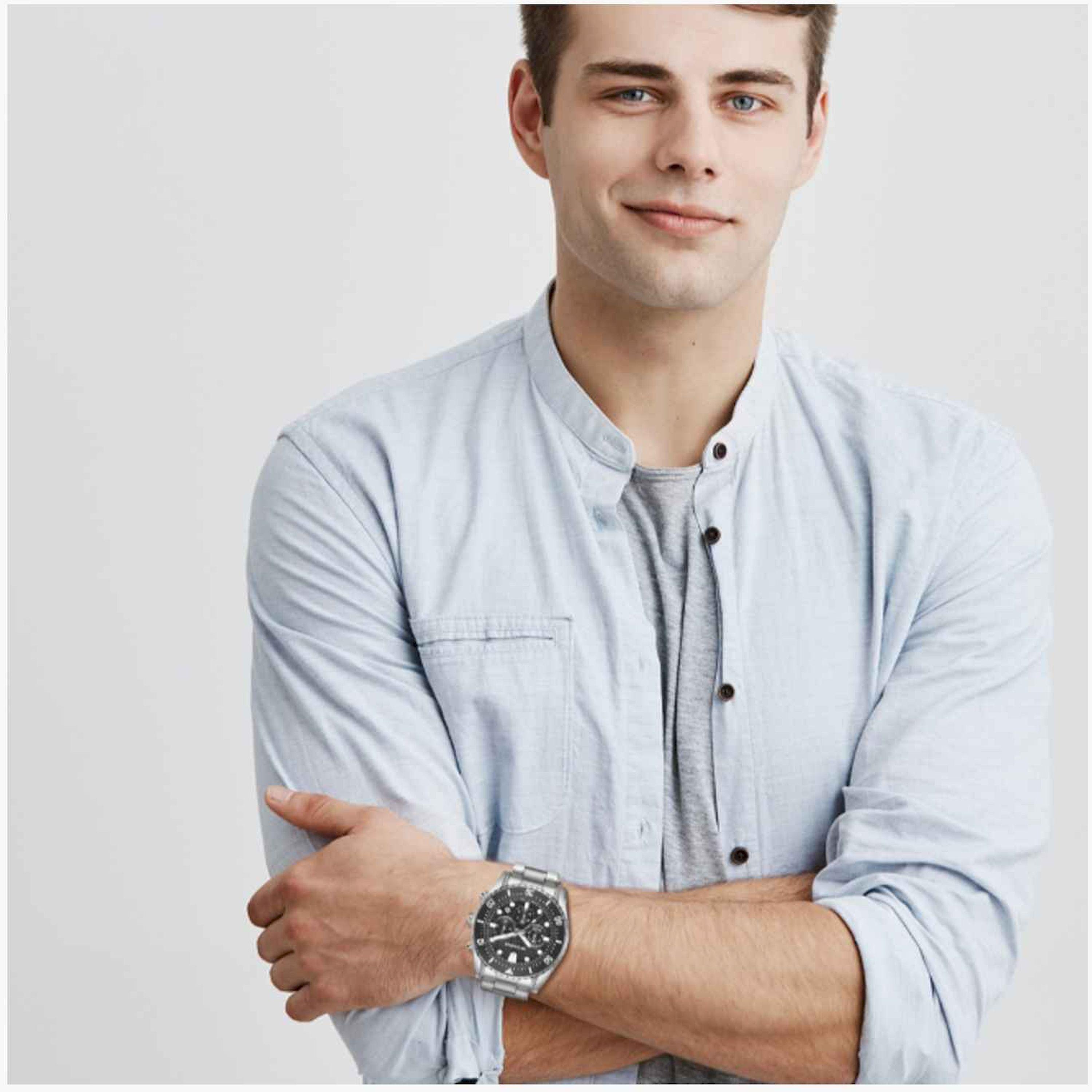 لي كوبر- ساعة رجالية كرونوغراف معدنية لون فضي  43مم | LC08101.350-men-watchesandjewellery-watches-image-8