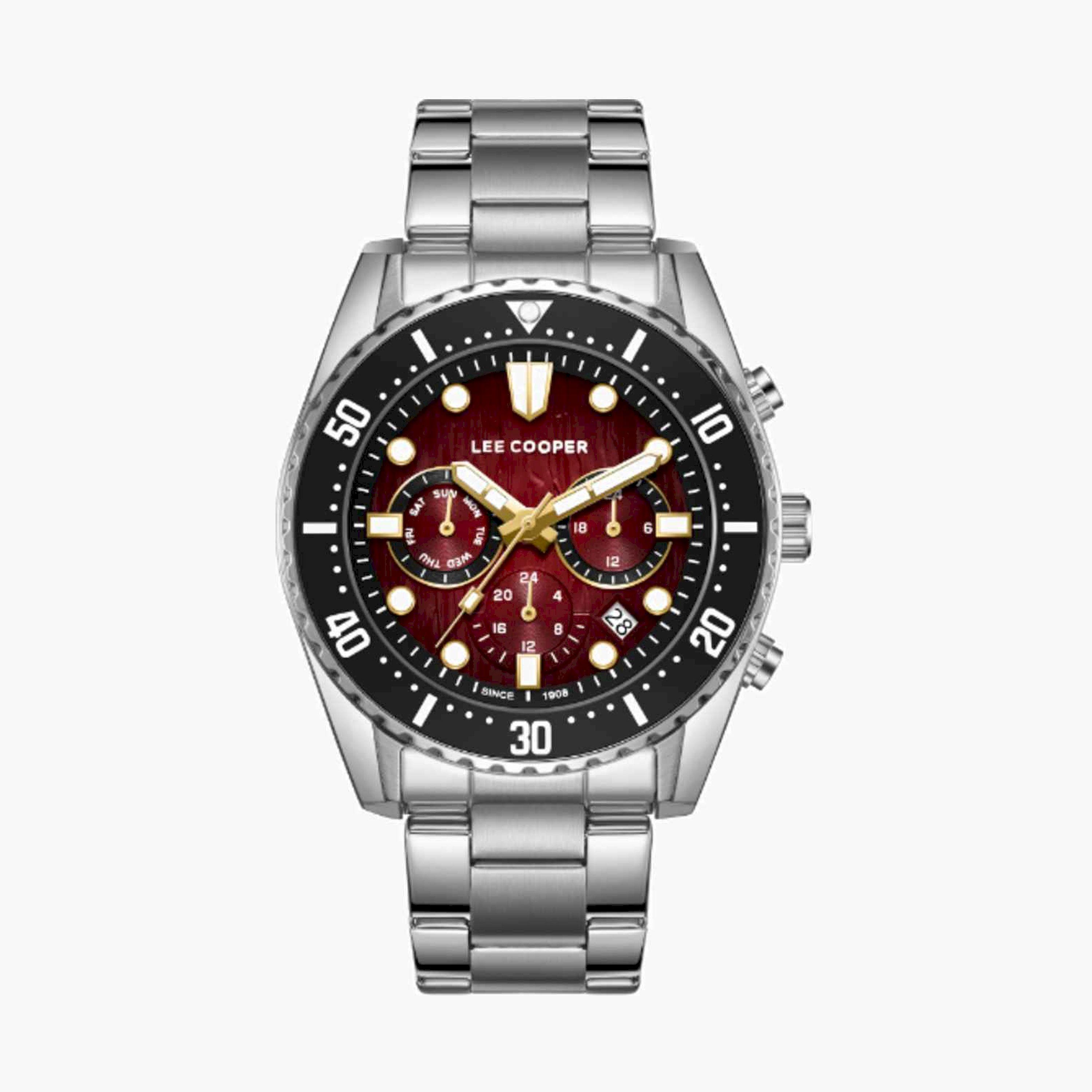 لي كوبر- ساعة رجالية كرونوغراف معدنية لون فضي  43مم | LC08101.380-men-watchesandjewellery-watches-image-1