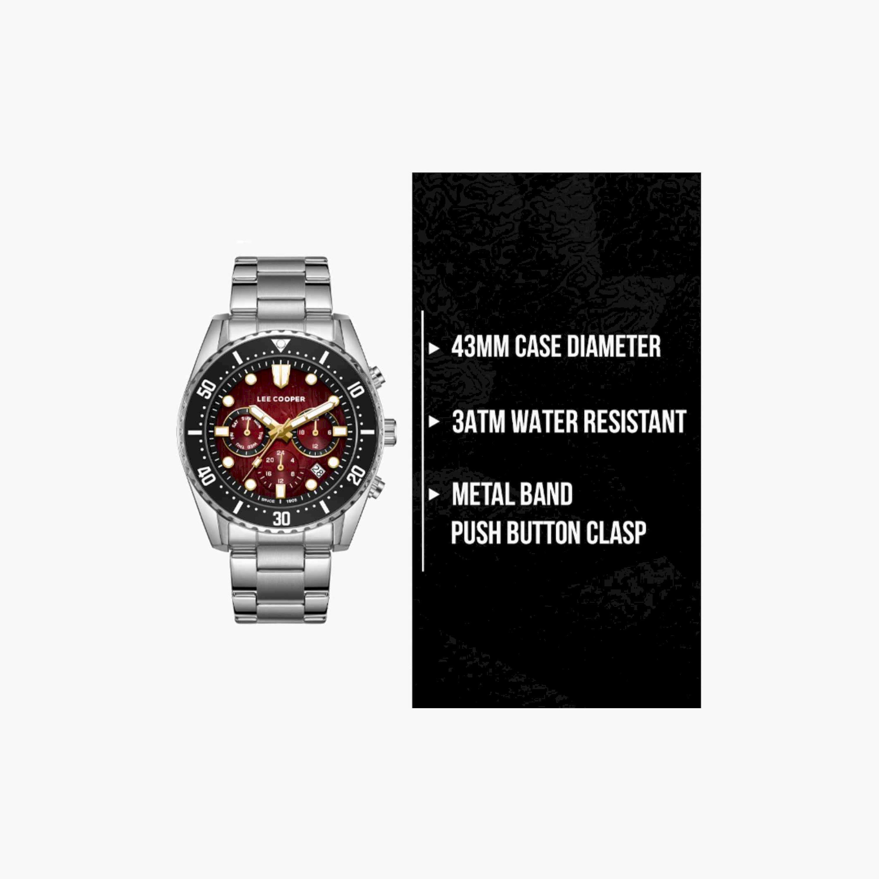 لي كوبر- ساعة رجالية كرونوغراف معدنية لون فضي  43مم | LC08101.380-men-watchesandjewellery-watches-image-10