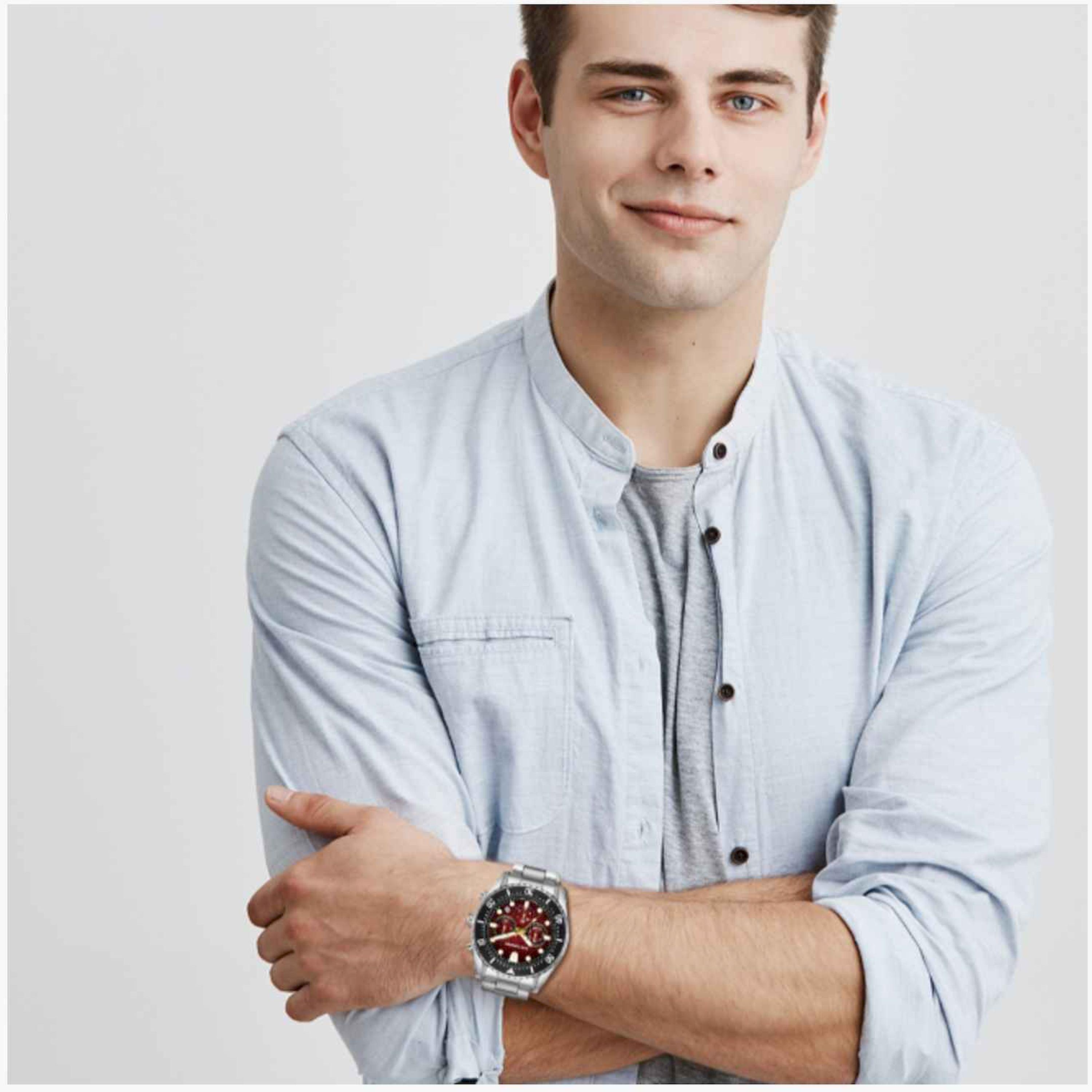 لي كوبر- ساعة رجالية كرونوغراف معدنية لون فضي  43مم | LC08101.380-men-watchesandjewellery-watches-image-8