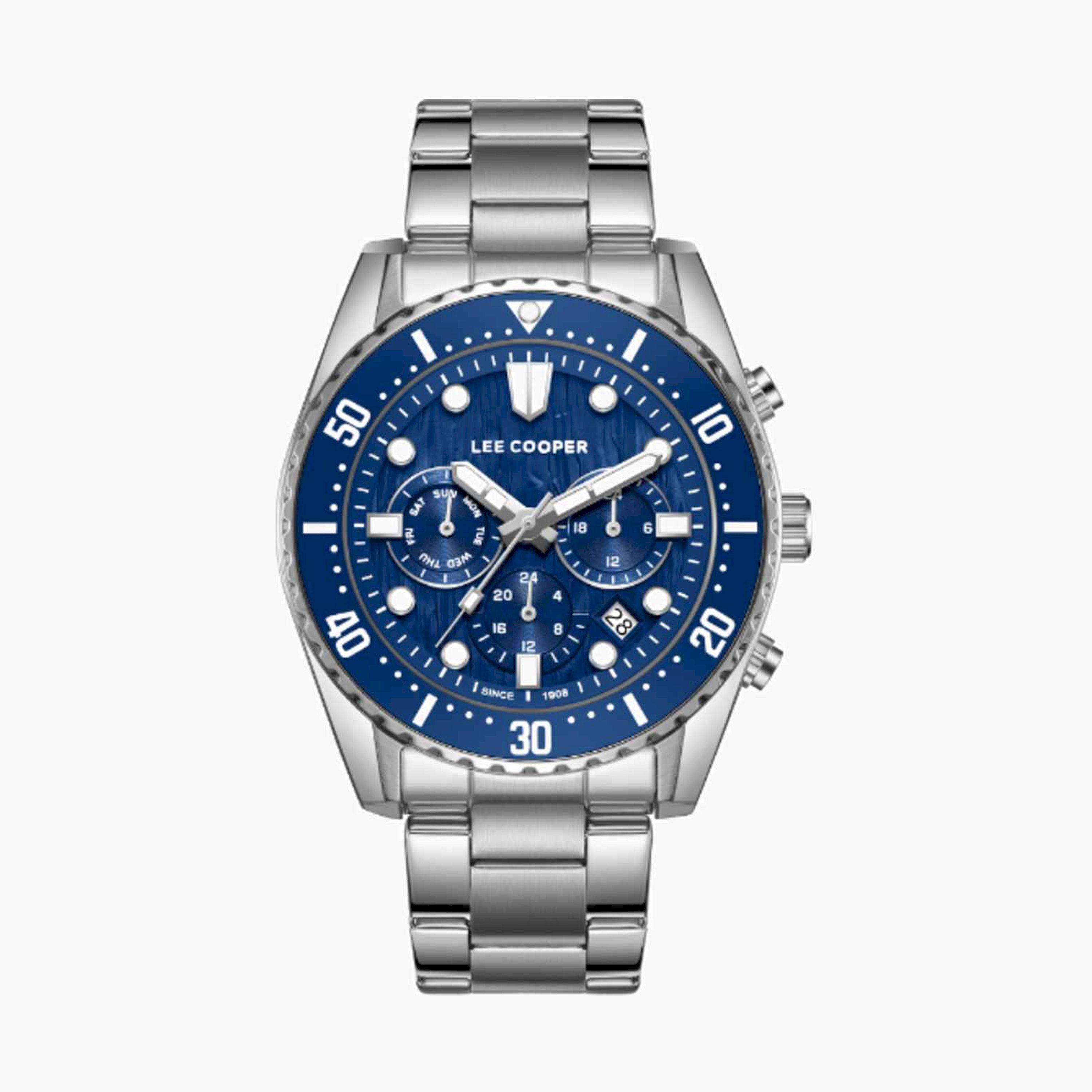 Lee Cooper Men's 43MM Silver Chronograph Metal Strap Watch | LC08101.390-men-watchesandjewellery-watches-image-1
