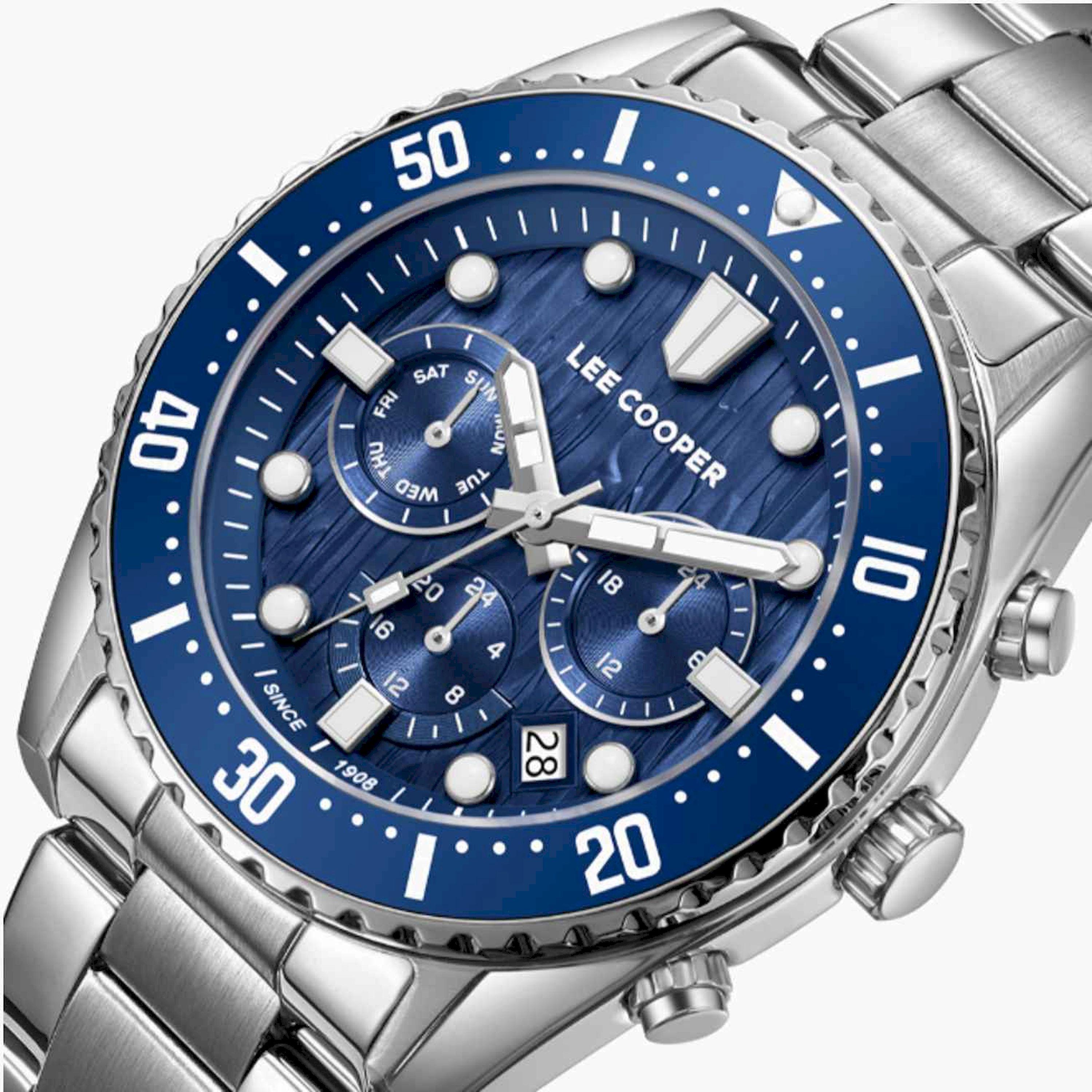 Lee Cooper Men's 43MM Silver Chronograph Metal Strap Watch | LC08101.390-men-watchesandjewellery-watches-image-6