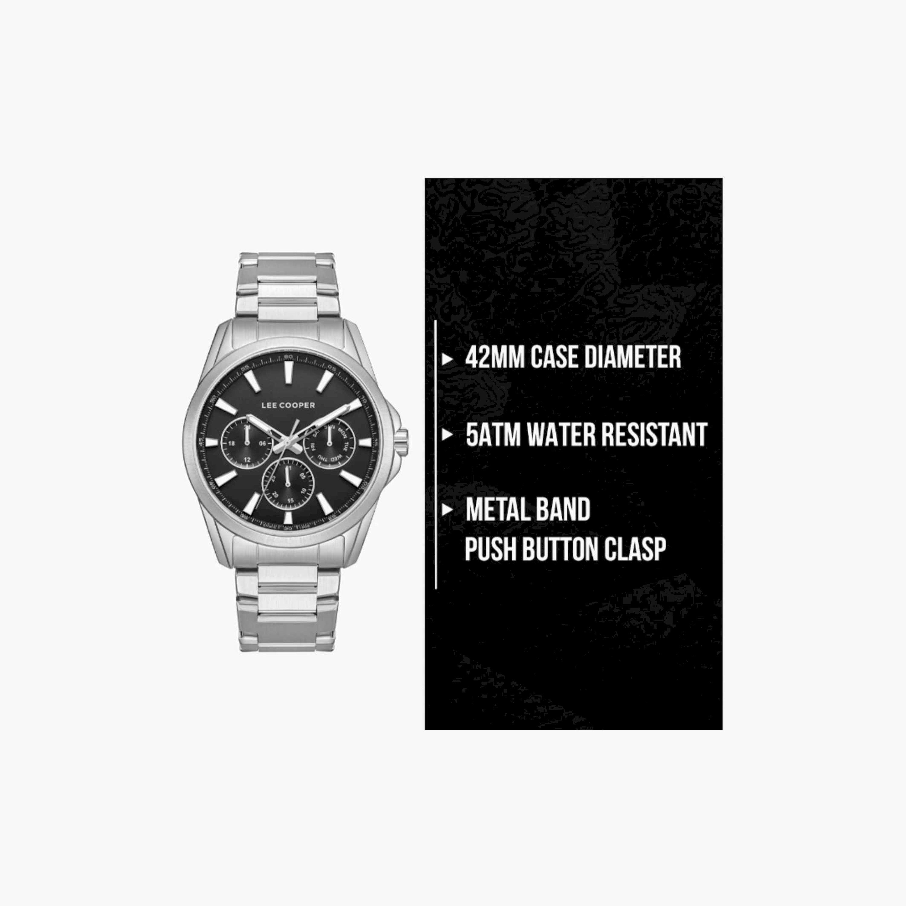 Lee Cooper Men's 42MM Silver Chronograph Metal Strap Watch | LC08105.350-men-watchesandjewellery-watches-image-10