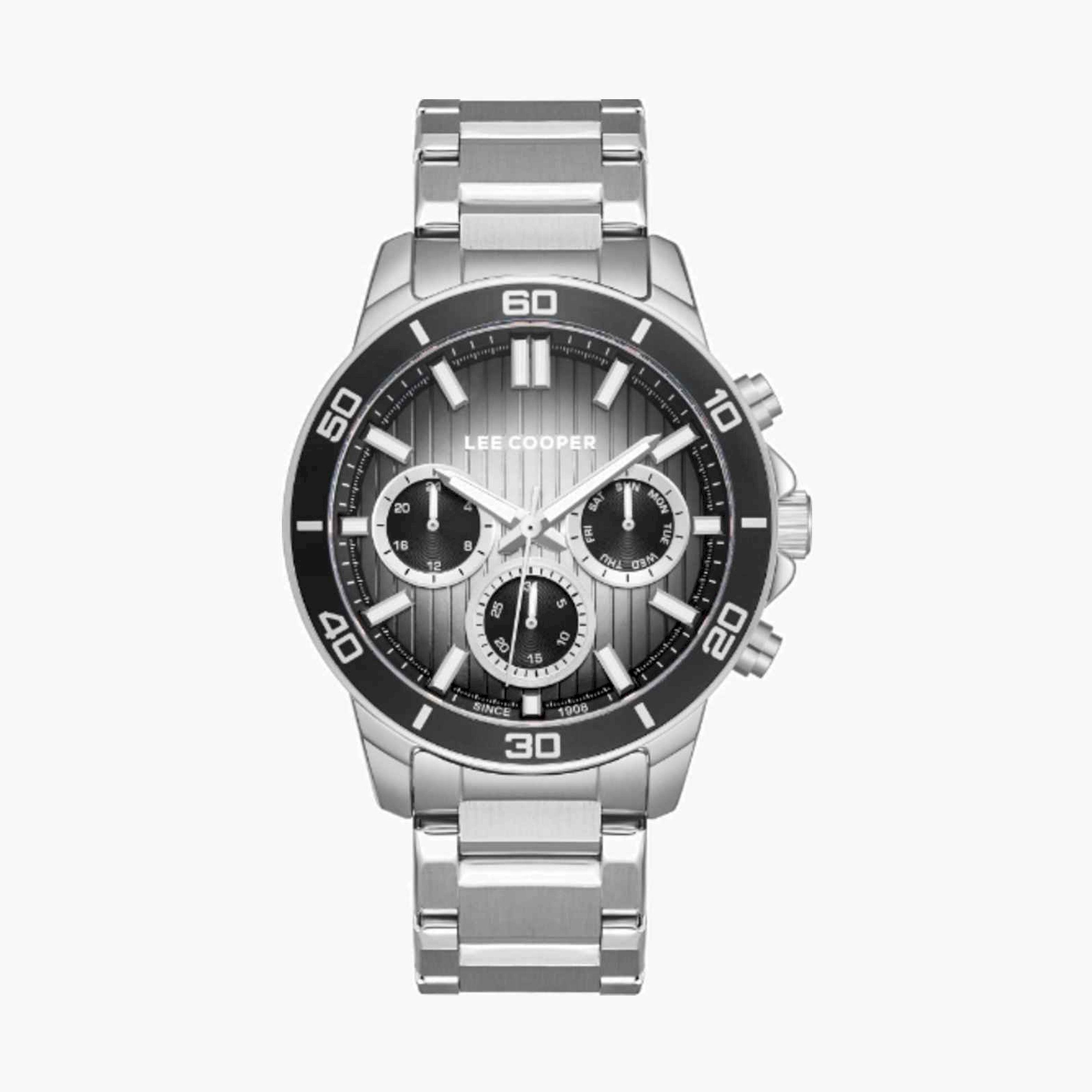 Lee Cooper Men's 42MM Silver Chronograph Metal Strap Watch | LC08106.350-men-watchesandjewellery-watches-image-1