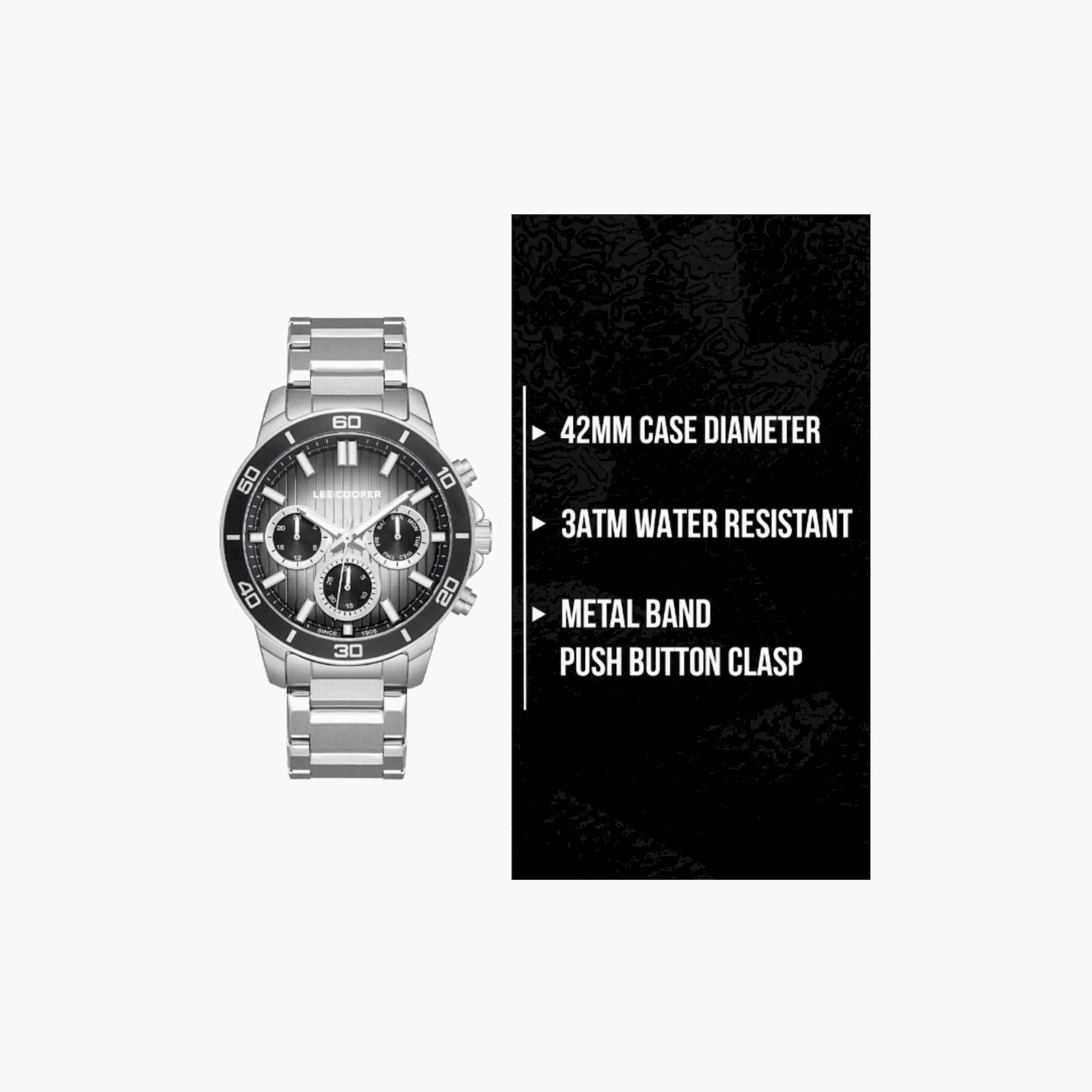 Lee Cooper Men's 42MM Silver Chronograph Metal Strap Watch | LC08106.350-men-watchesandjewellery-watches-image-10