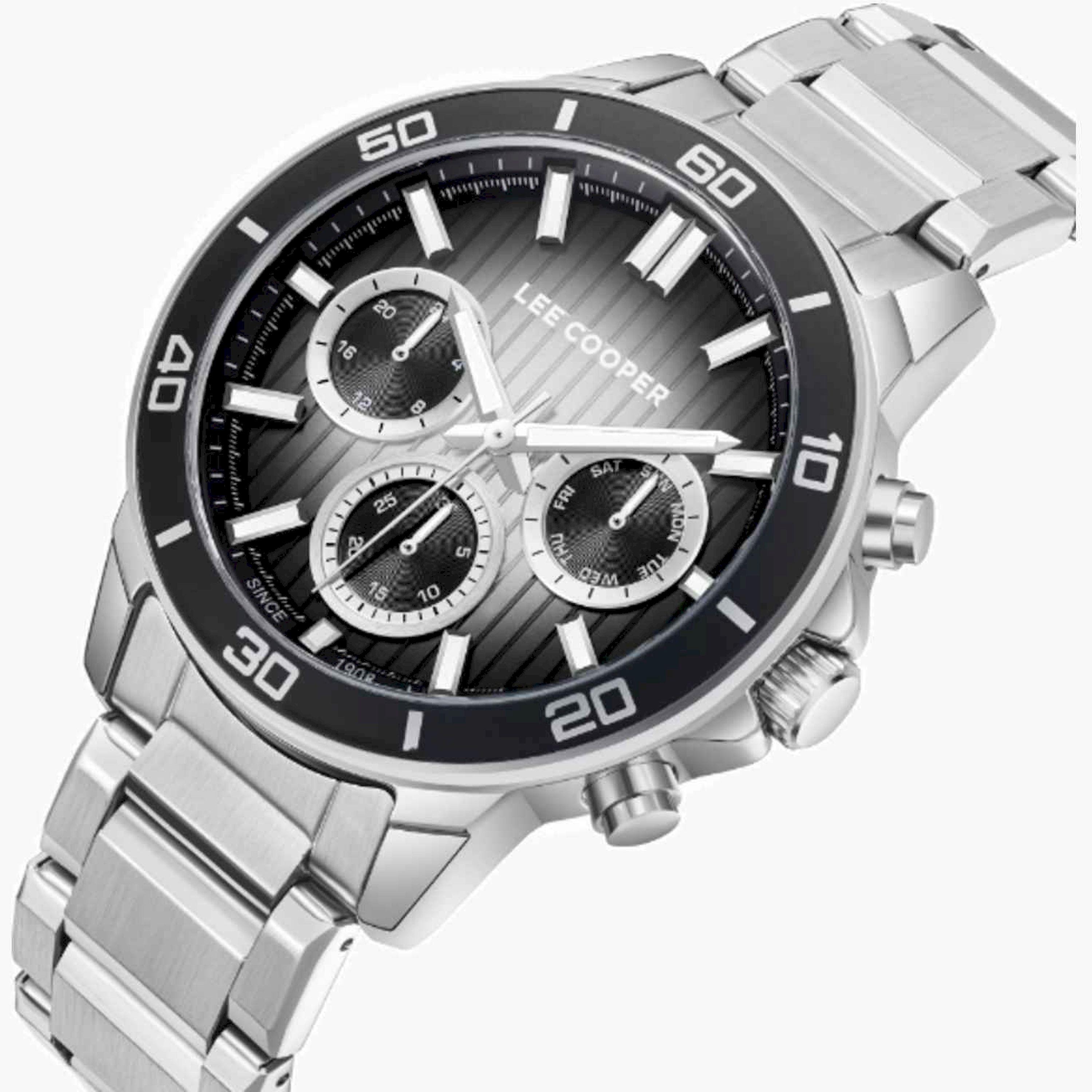 Lee Cooper Men's 42MM Silver Chronograph Metal Strap Watch | LC08106.350-men-watchesandjewellery-watches-image-2