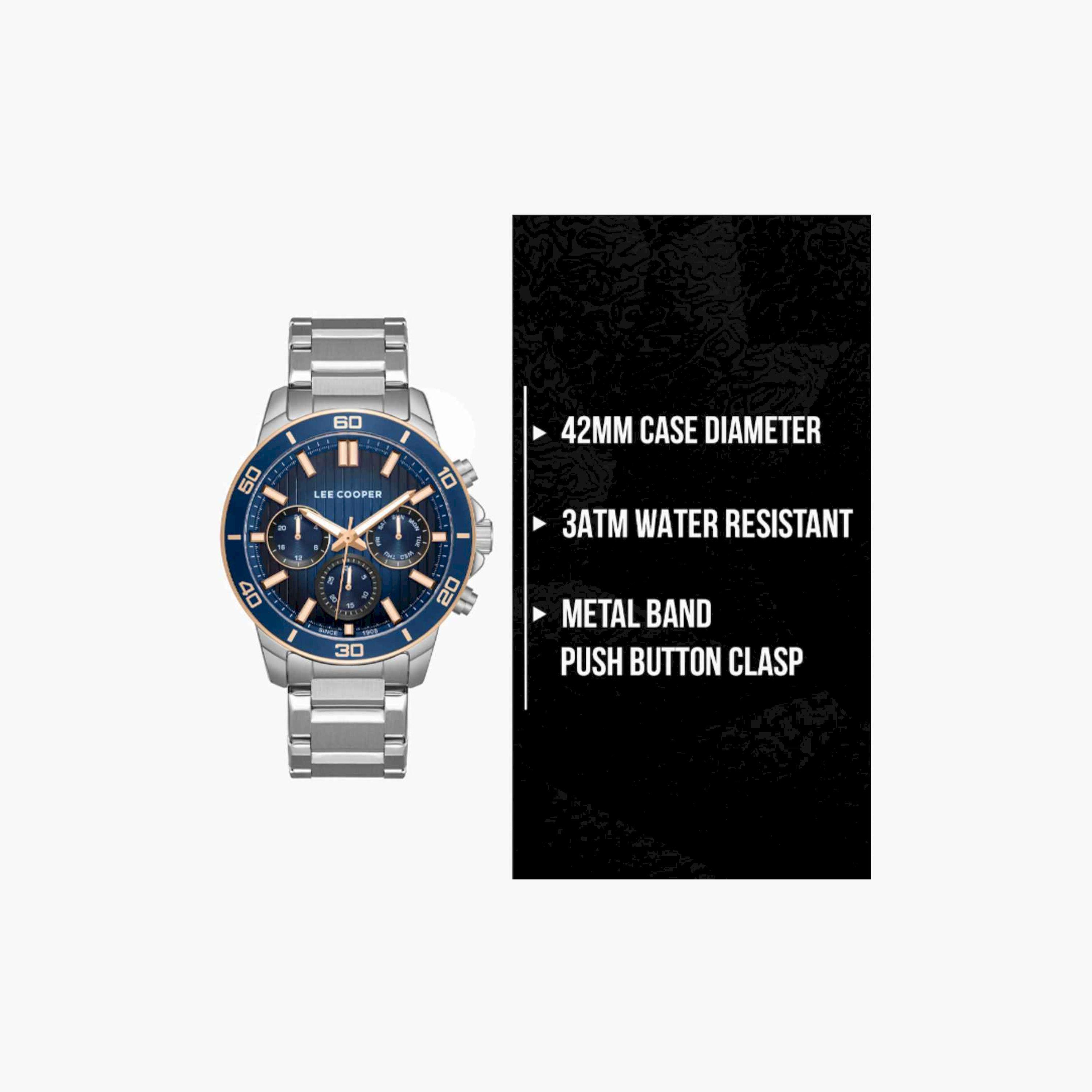 لي كوبر- ساعة رجالية كرونوغراف معدنية لون فضي  42مم | LC08106.390-men-watchesandjewellery-watches-image-10