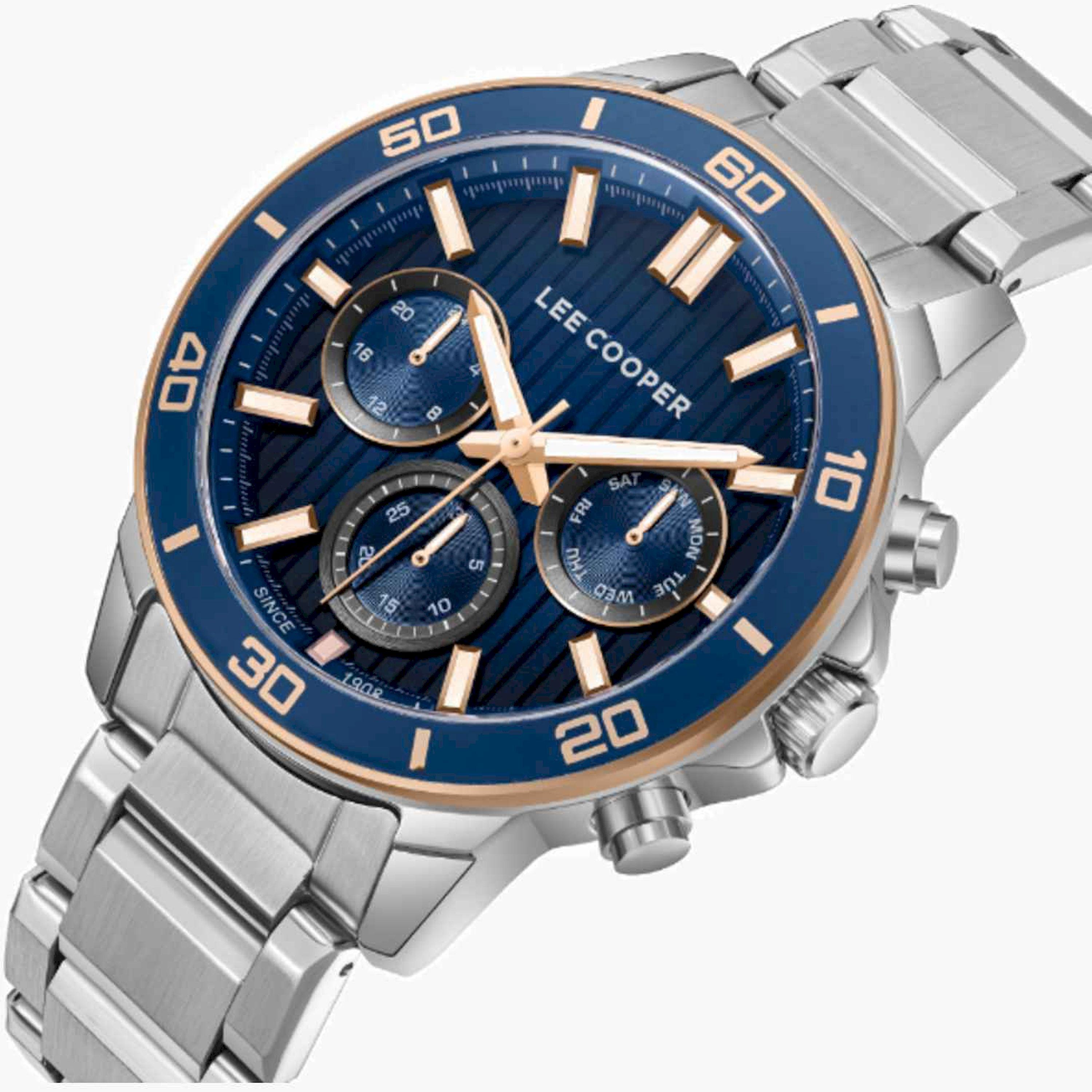 لي كوبر- ساعة رجالية كرونوغراف معدنية لون فضي  42مم | LC08106.390-men-watchesandjewellery-watches-image-2