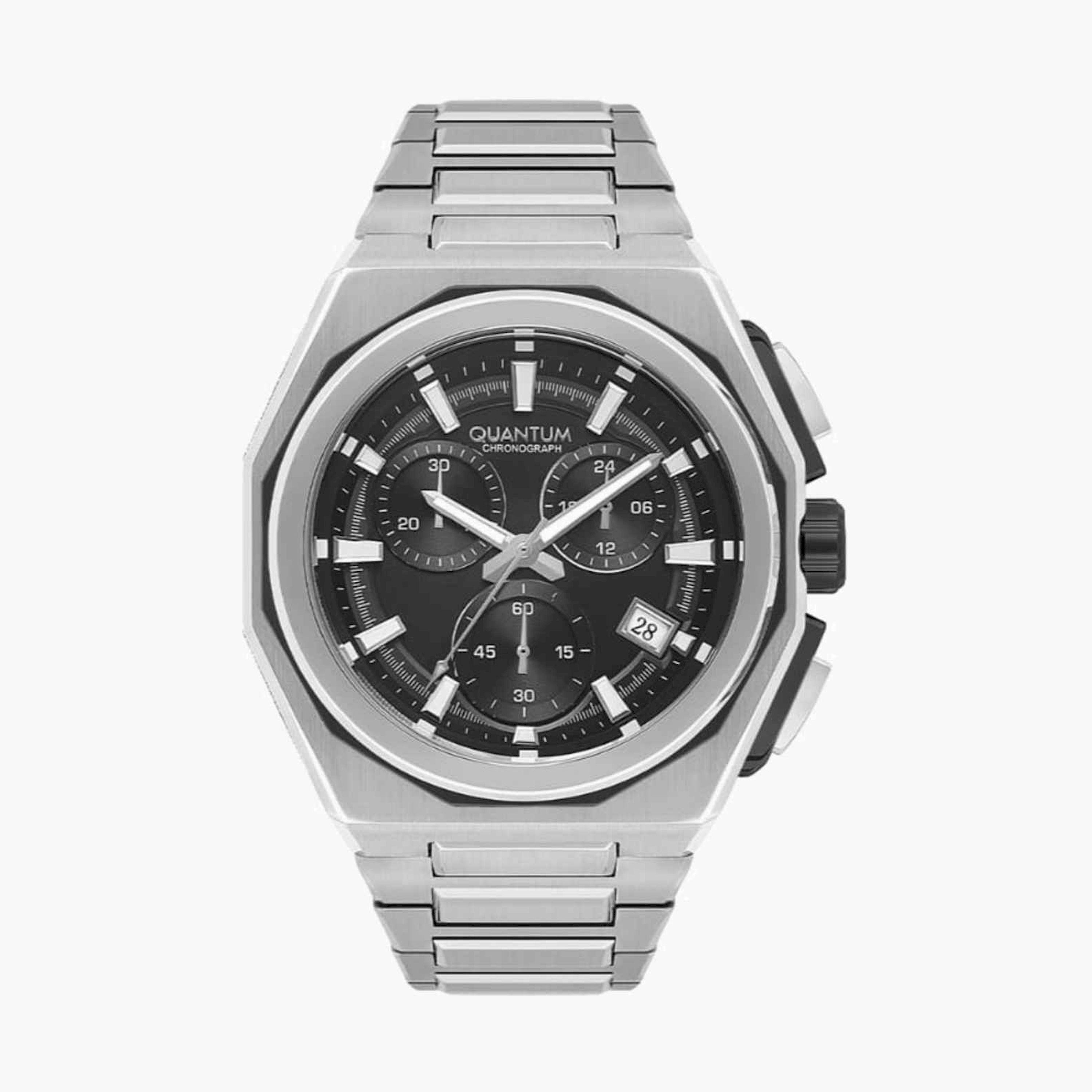 Quantum Men's 47MM Silver Chronograph Silicone Strap Watch | PWG1079.350-men-watchesandjewellery-watches-image-1