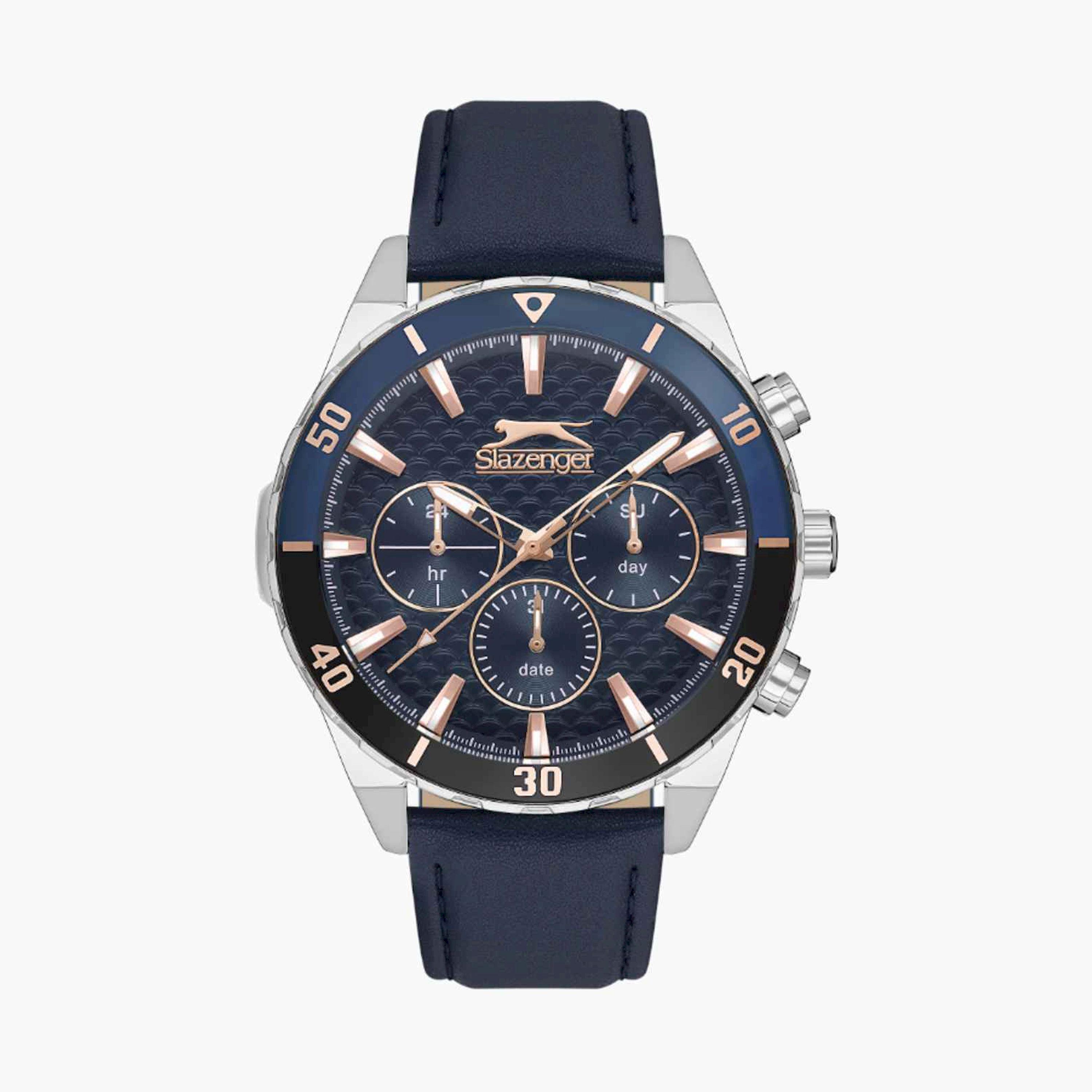 Slazenger Men's 46MM Blue Analog Leather Strap Watch | SL.9.2237.2.02-men-watchesandjewellery-watches-image-1