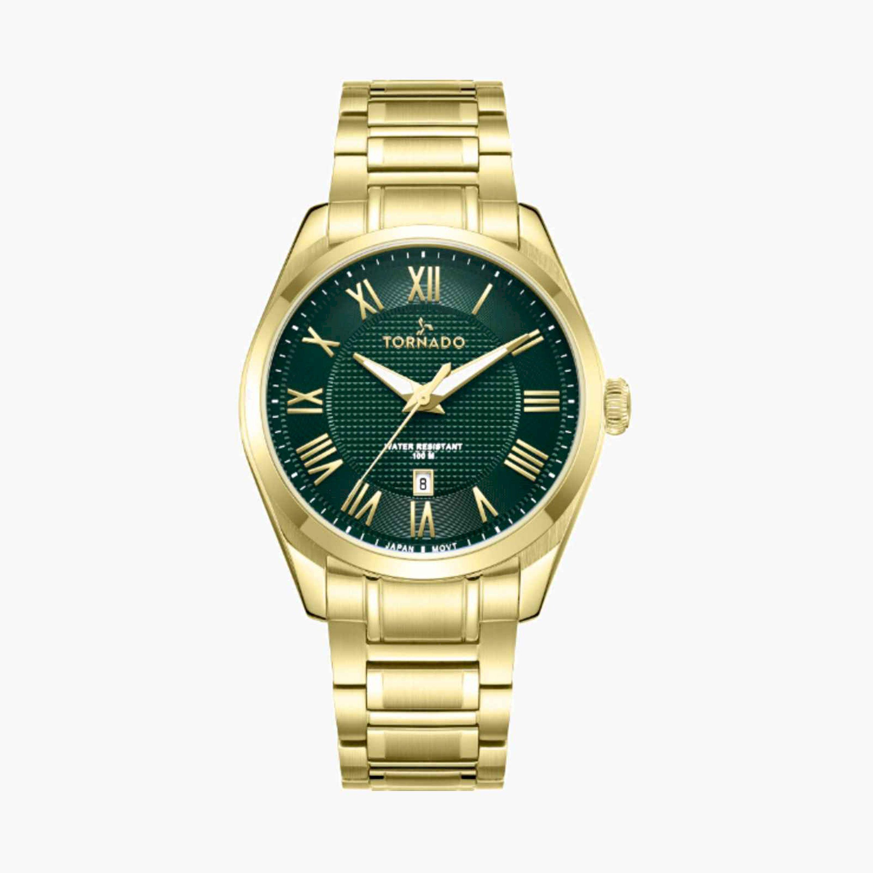 Tornado Men's 48MM Gold Analog Stainless Steel Strap Watch | T8007-GBGH-men-watchesandjewellery-watches-image-1
