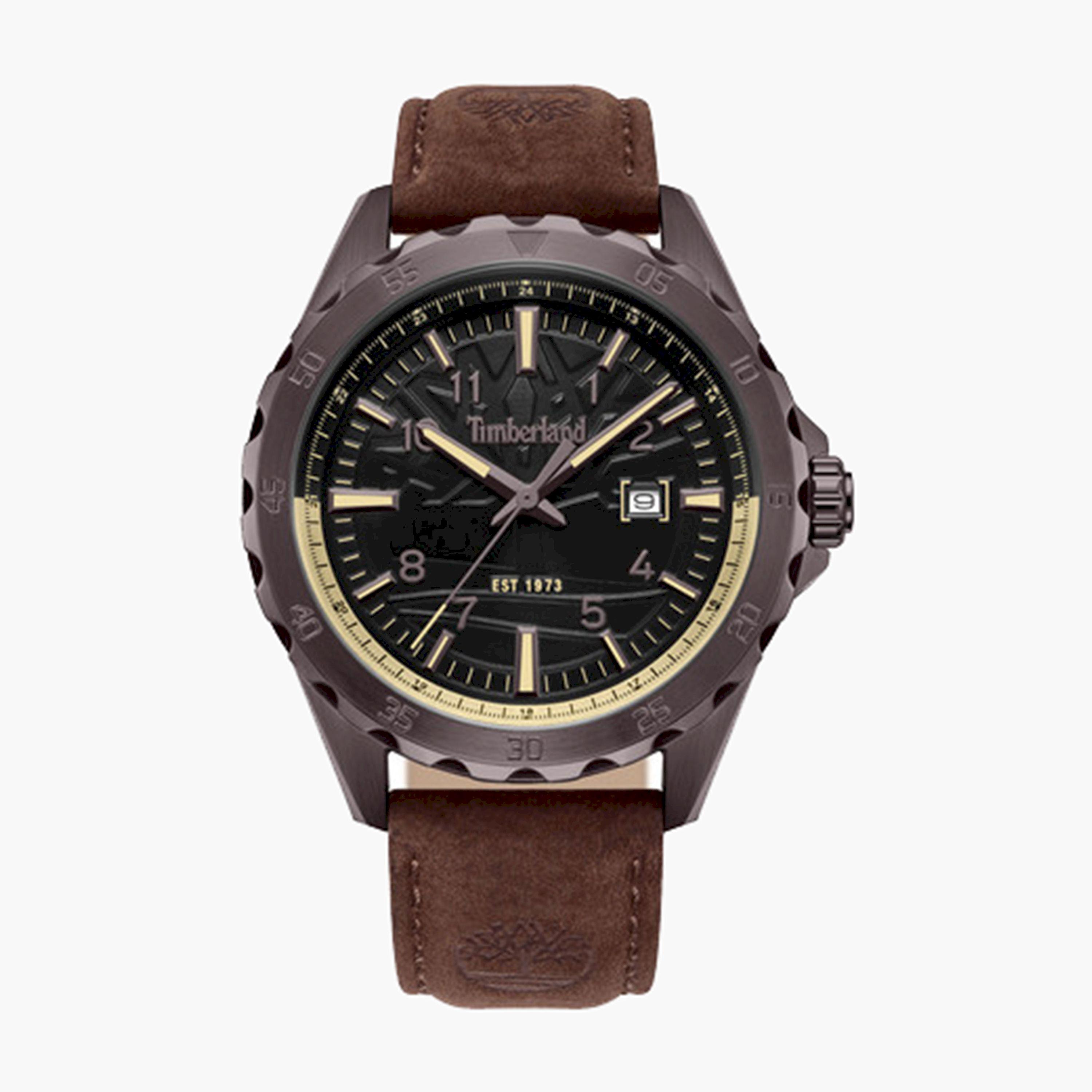 تيمبرلاند- ساعة رجالية تناظرية 45 مم سوار جلدي لون بني | TDWGB0055802-men-watchesandjewellery-watches-image-1