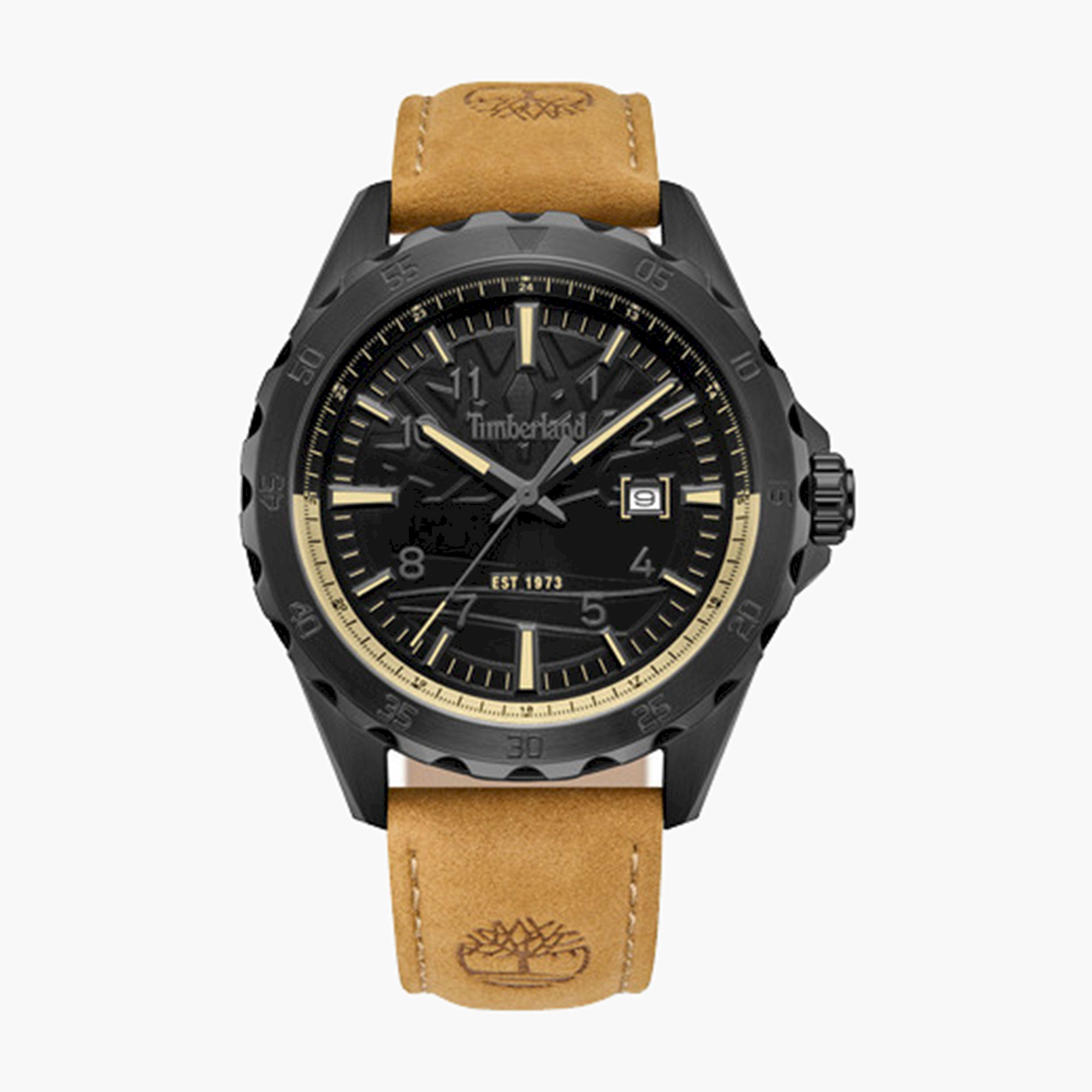 تيمبرلاند- ساعة رجالية تناظرية 45 مم سوار جلدي لون بيج | TDWGB0055803-men-watchesandjewellery-watches-image-1