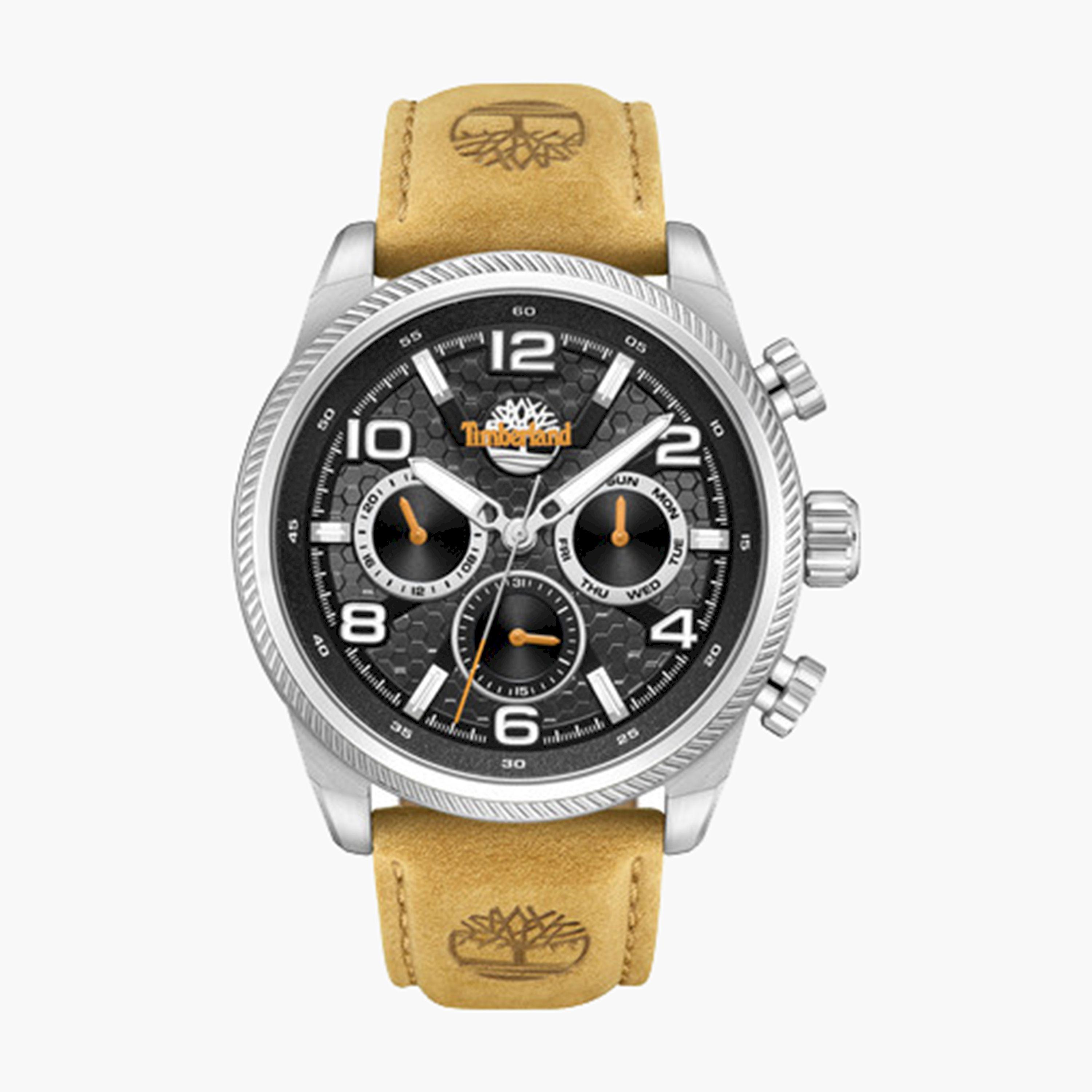تيمبرلاند- ساعة رجالية كرونوغراف 46 مم سوار جلدي لون بيج | TDWGF0028707-men-watchesandjewellery-watches-image-1