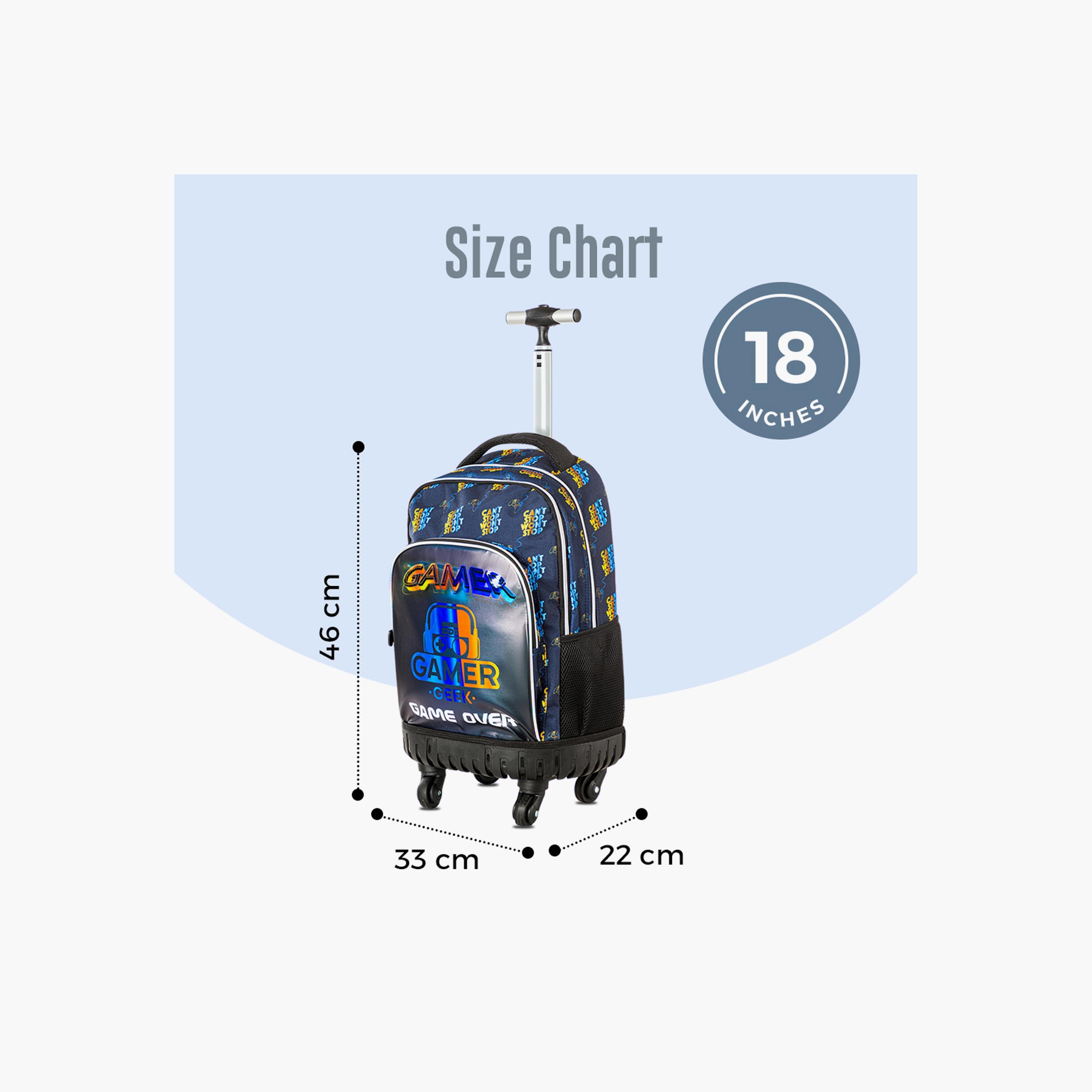 Eazy Kids 4-Wheel Trolley School Backpack with Lunch Bag & Pencil Case - Gamer Edition - 18 Inch-school-bagsandbackpacks-trolleybags-image-7