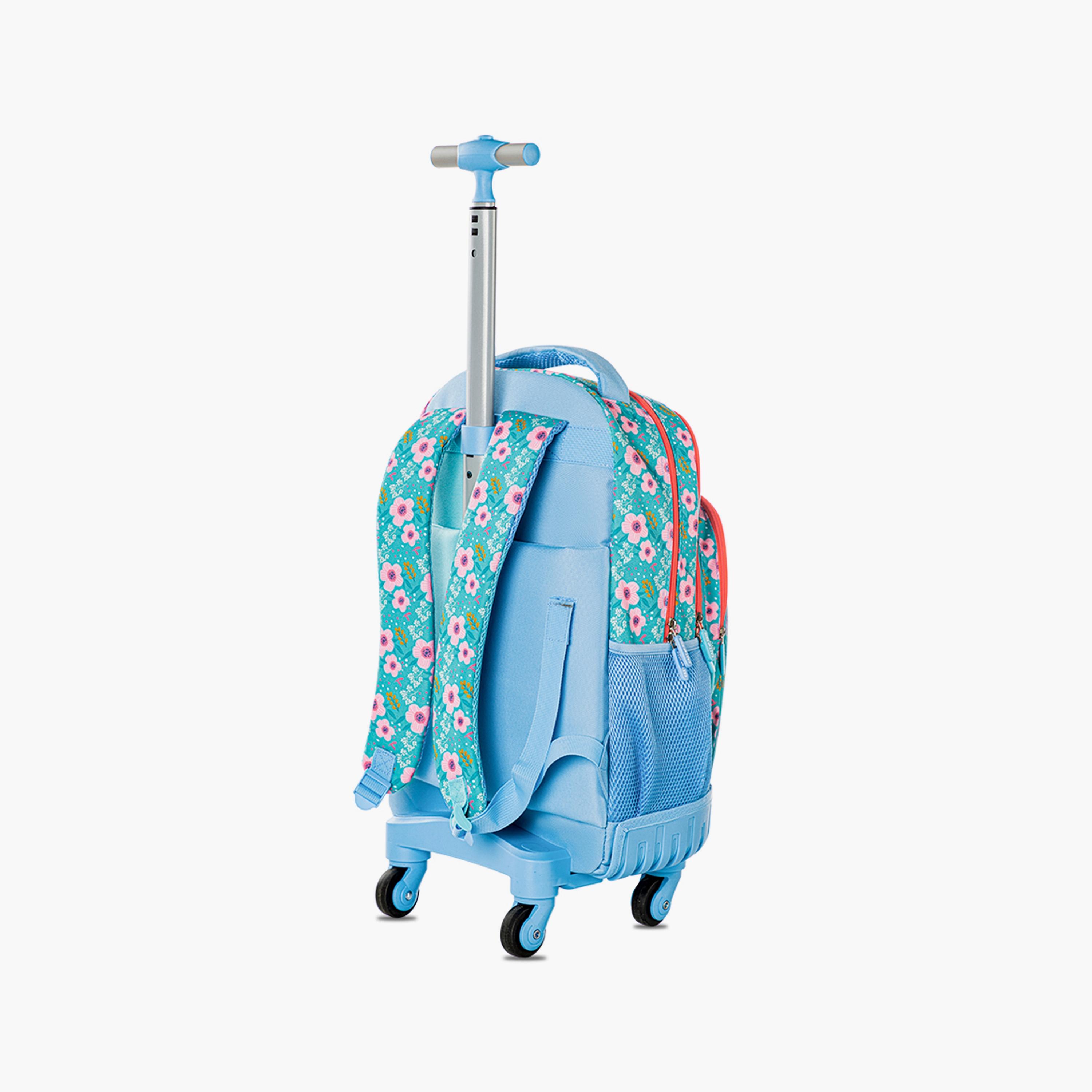 Eazy Kids 4-Wheel Trolley School Backpack with Lunch Bag & Pencil Case - Floral Edition - 18 Inch-school-bagsandbackpacks-trolleybags-image-12