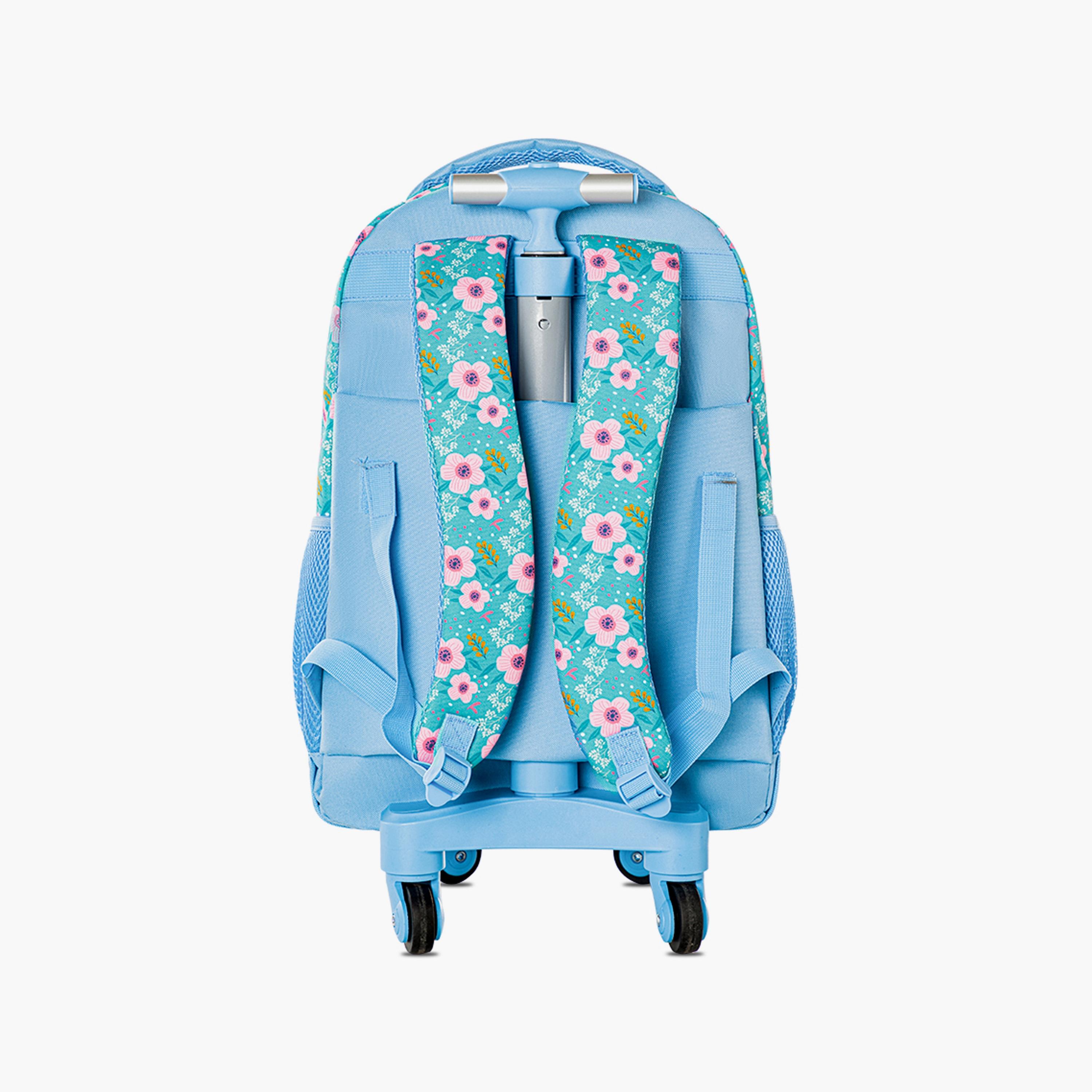 Eazy Kids 4-Wheel Trolley School Backpack with Lunch Bag & Pencil Case - Floral Edition - 18 Inch-school-bagsandbackpacks-trolleybags-image-13